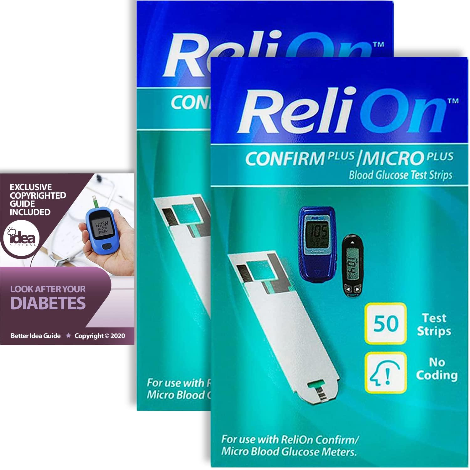 ReliOn Confirm Micro Blood Glucose Test Strips 50 Ct (2 Pack) Bundle
