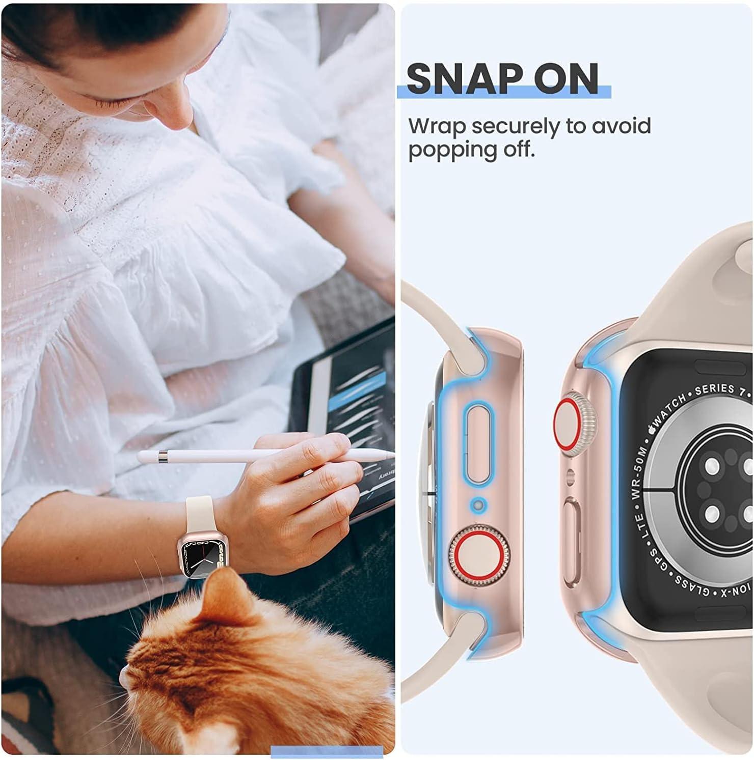 3-Pack Tensea Apple Watch Screen Protector Case for Series 8/7