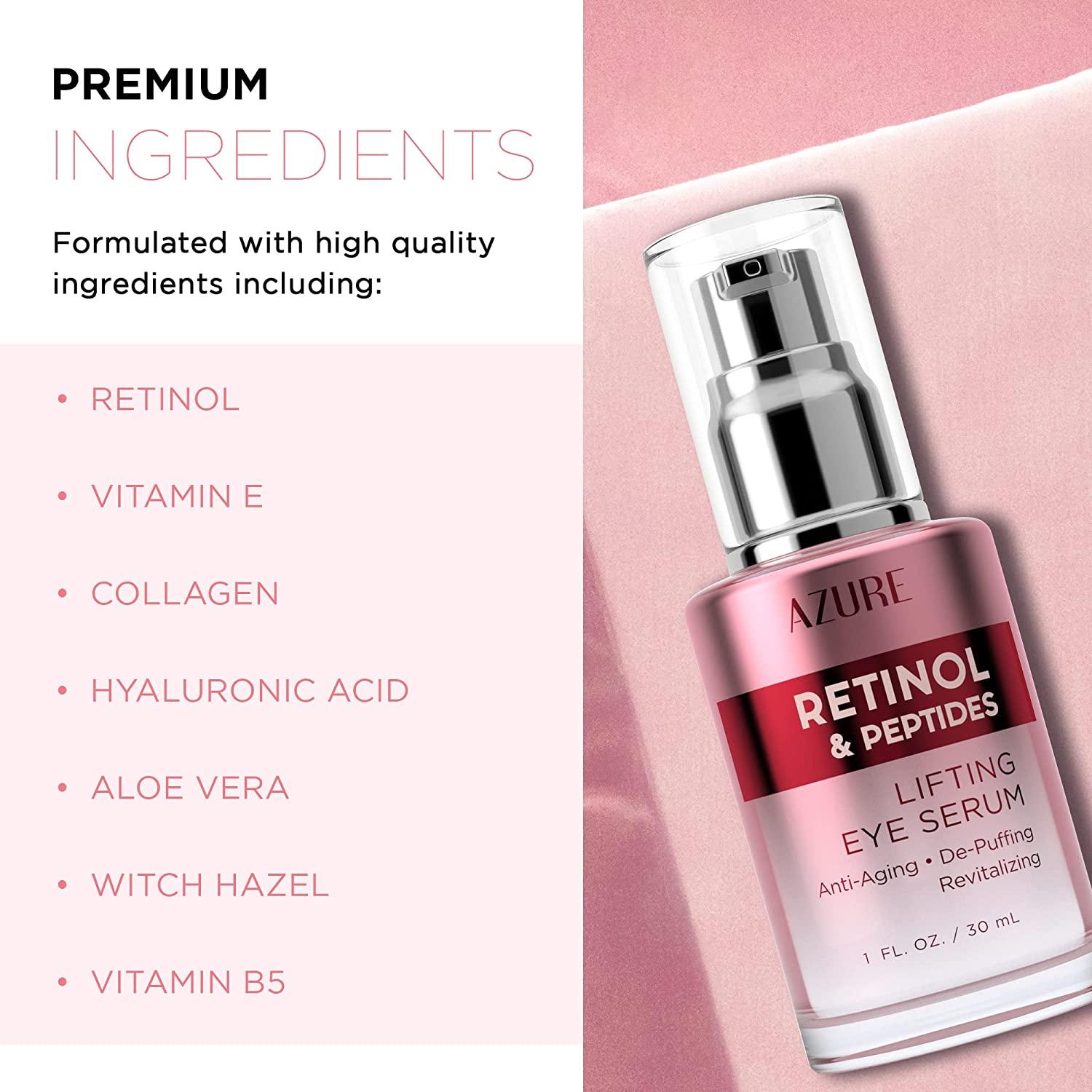 AZURE Retinol & Vitamin E Lifting Eye Serum Anti Aging, DePuffing