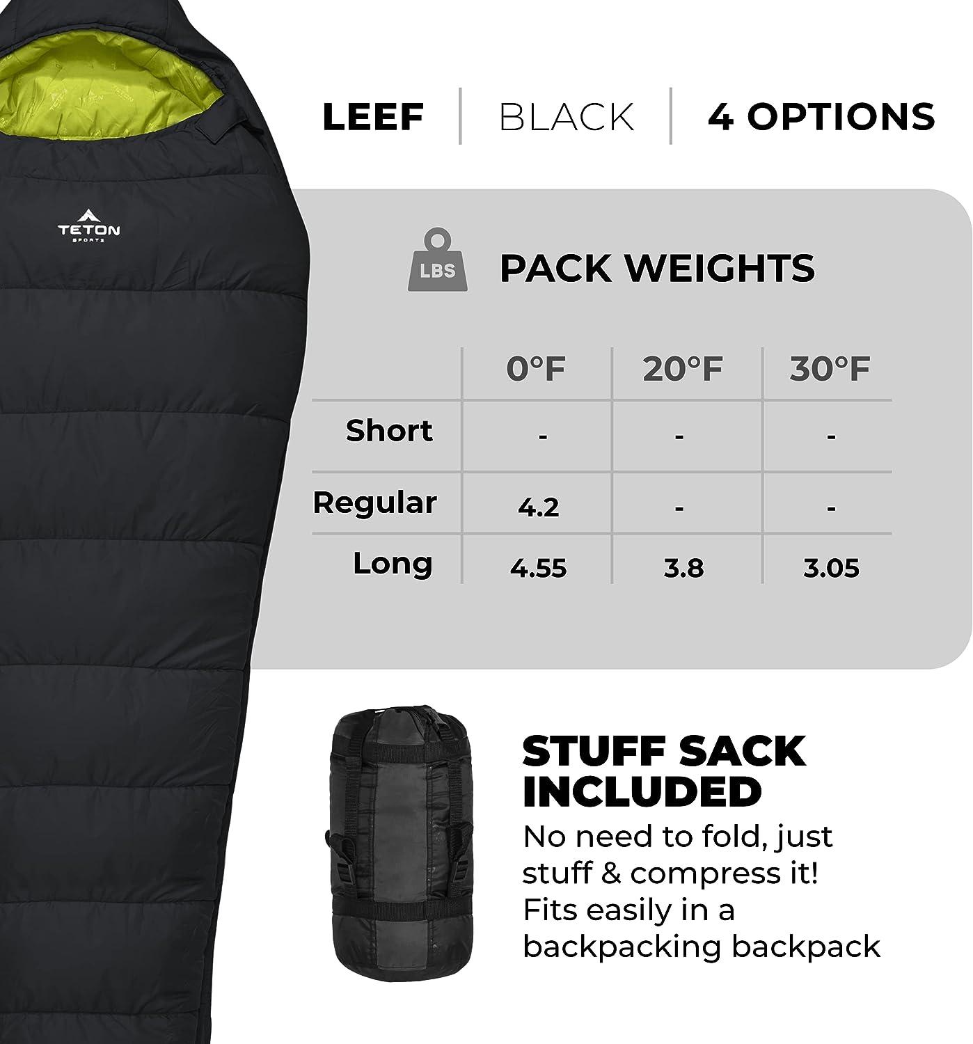 TETON Sports Leef Mummy Sleeping Bag Lightweight Sleeping Bag