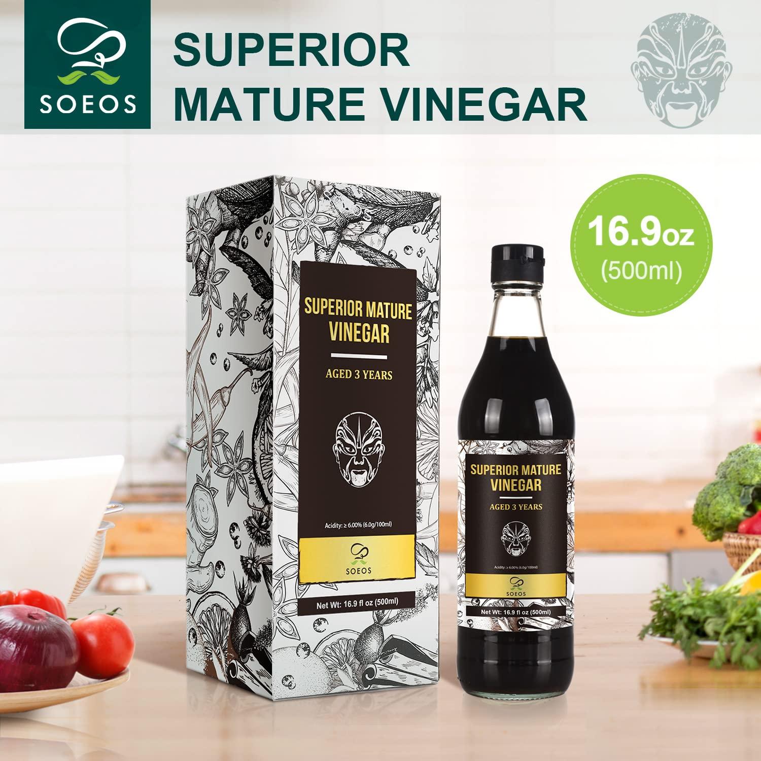 Soeos Chinkiang Vinegar 16.9 fl oz (500ml), 3 Years Aged, Naturally
