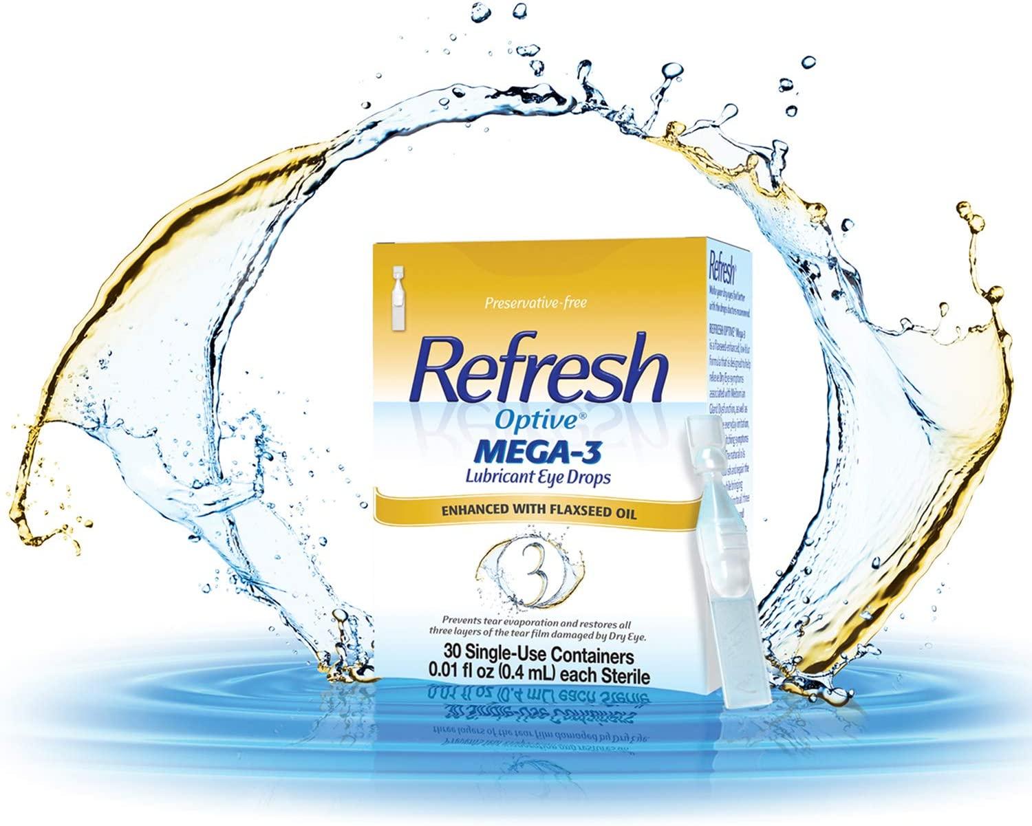Refresh Optive Mega 3 Lubricant Eye Drops Non Preserved 50% OFF