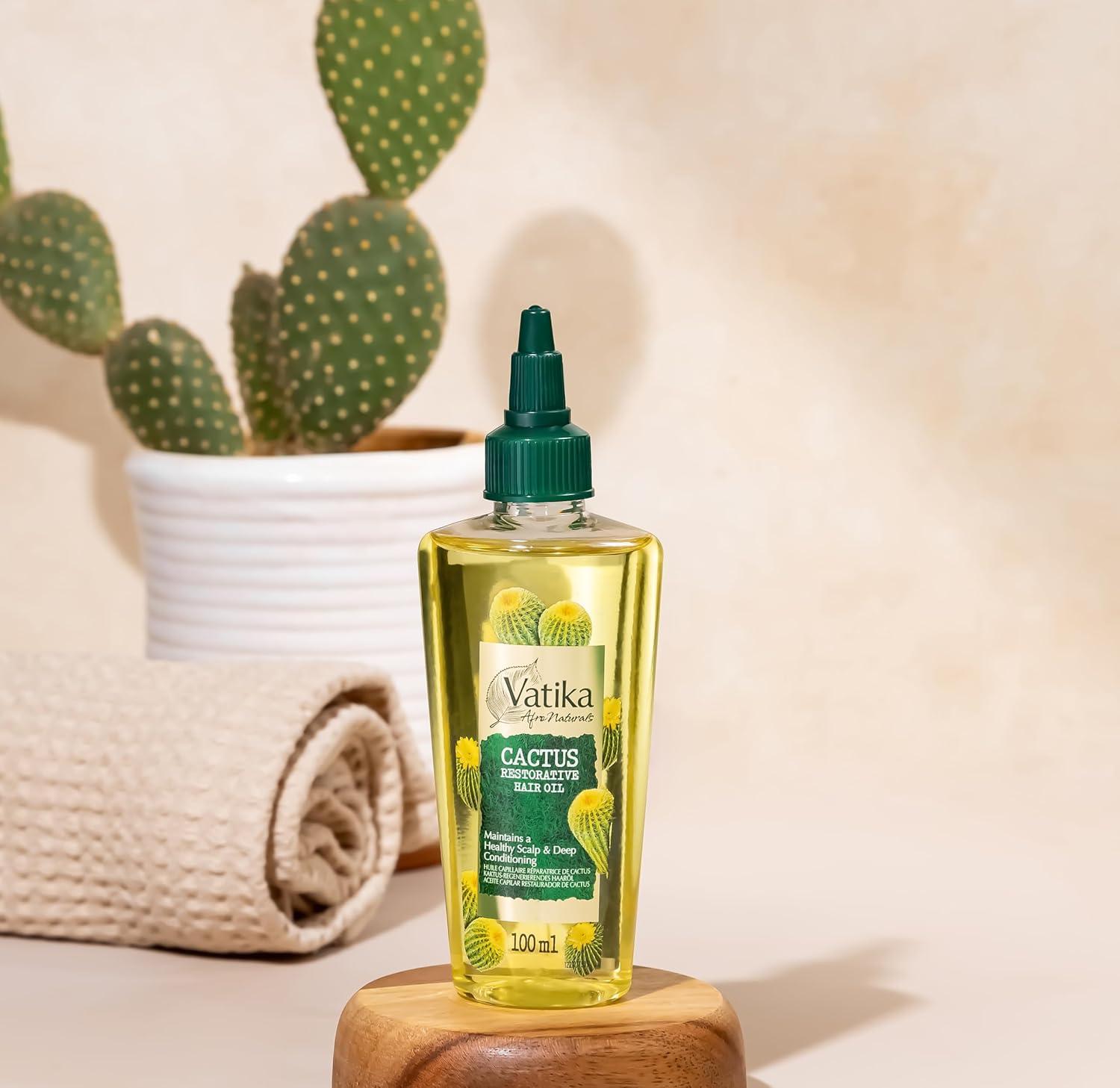 Vatika Afro Naturals Cactus Hair Oil - 100ml | Hair Care Essential Oil |  For Healthy Scalp Maintenance & Deep Conditioning