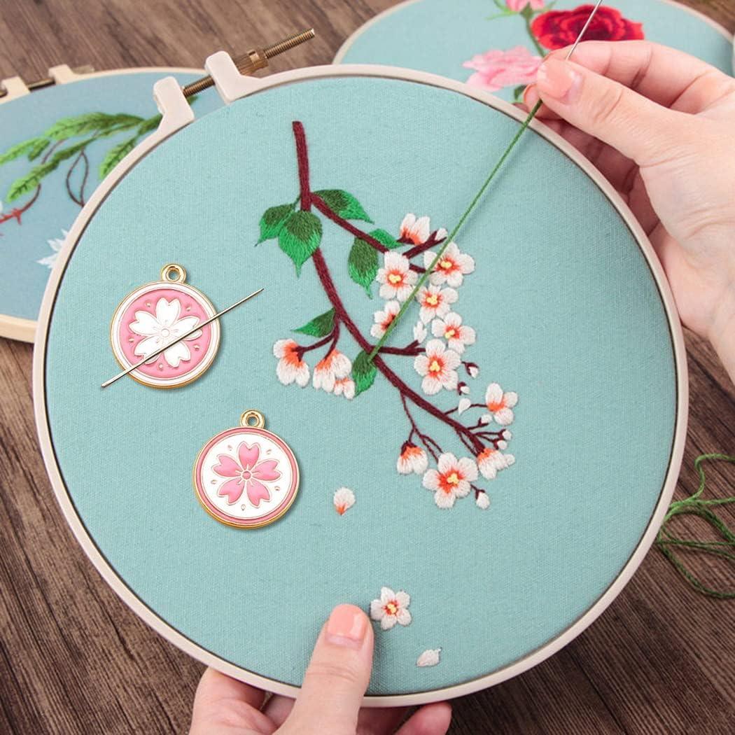 GUPENG Pink Sakura Cross Stitch Supplies Needle Minder , Embroidery  Magnetic Needle Holder，Needlework and Embroidery Accessories（2 PCS）
