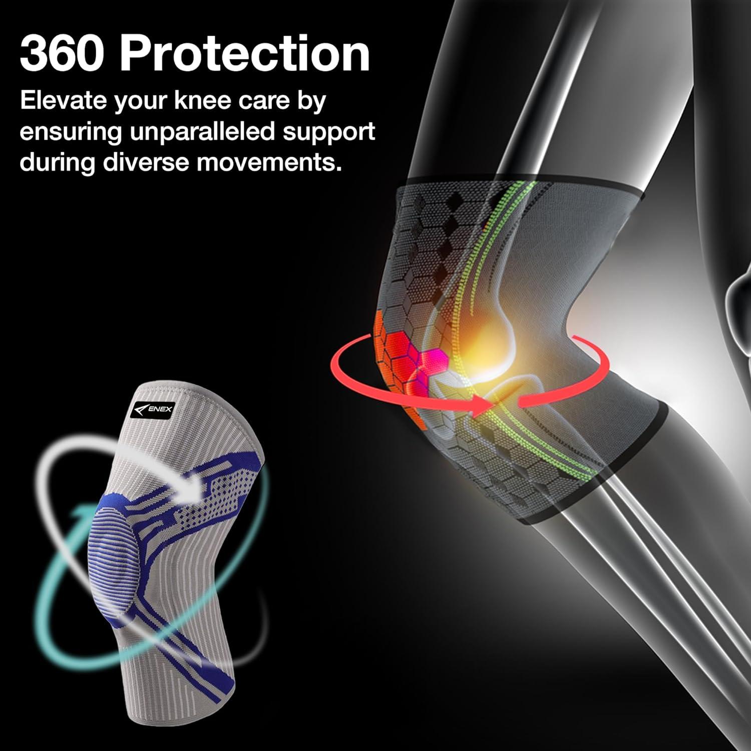 ENEX Knee Support Brace - Compression Sleeve with Stabilizers & Gel Pad for Meniscus Tears, Arthritis, and Joint Pain Relief - Pink, Size L ENEX Knee Support Brace - Compression Sleeve with Stabilizers & Gel Pad for Meniscus Tears, Arthritis, and Joint Pain Relief - Pink, Size L
