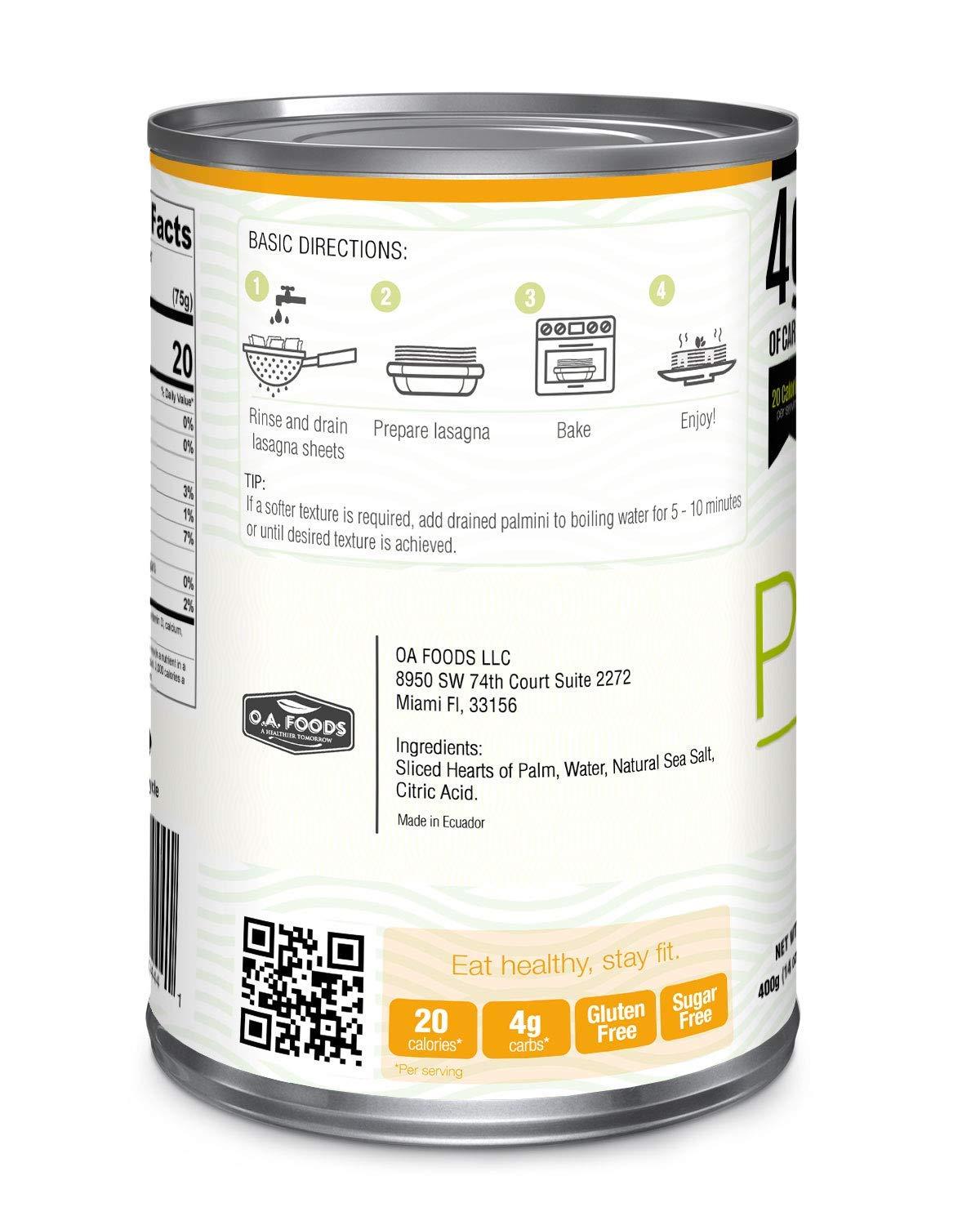 PALMINI Hearts of Palm Lasagna Sheets 8 OZ Low Carb Pasta Alternative