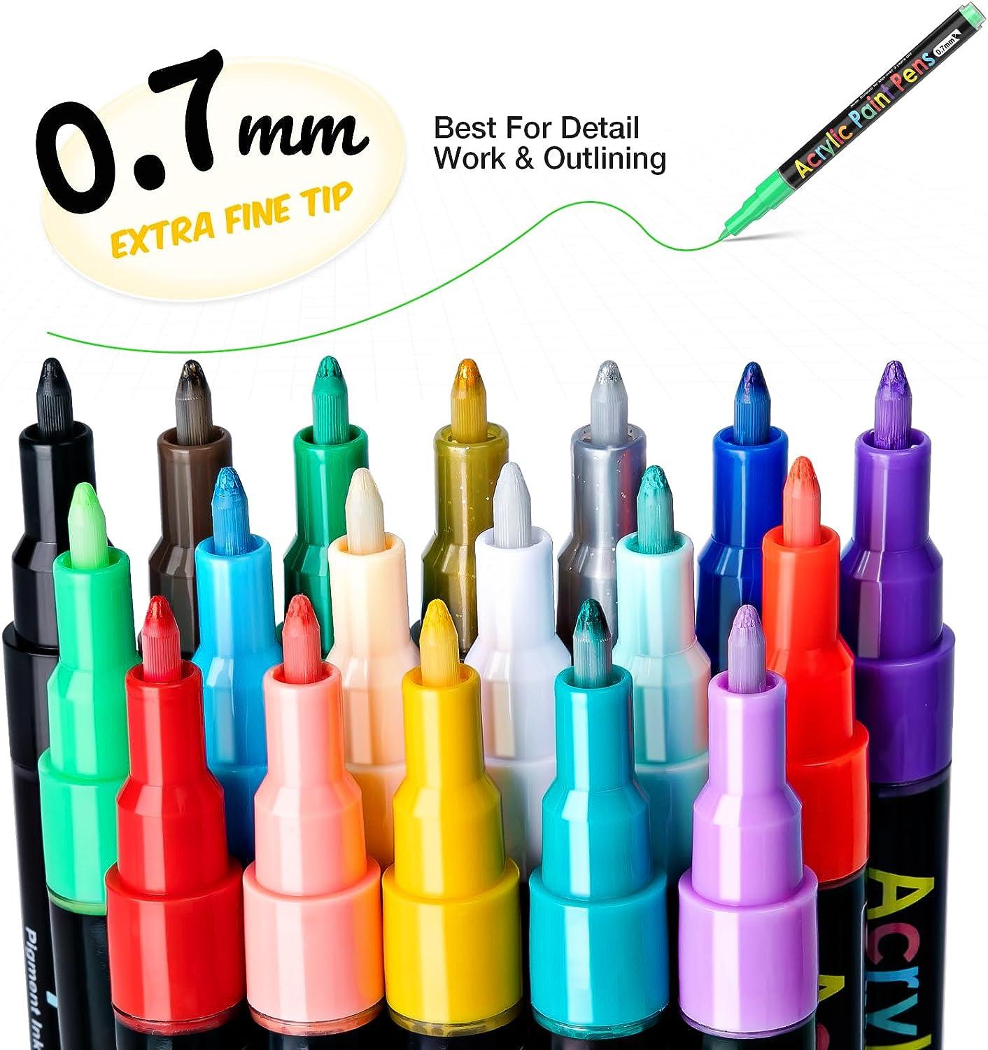 Acrylic Paint Pens, Set of 60 Colors Paint Markers Pens for Rocks, 0.77MM  Fine Tip, Craft, Ceramic, Glass, Wood, Fabric, Canvas Art Crafting Supplies
