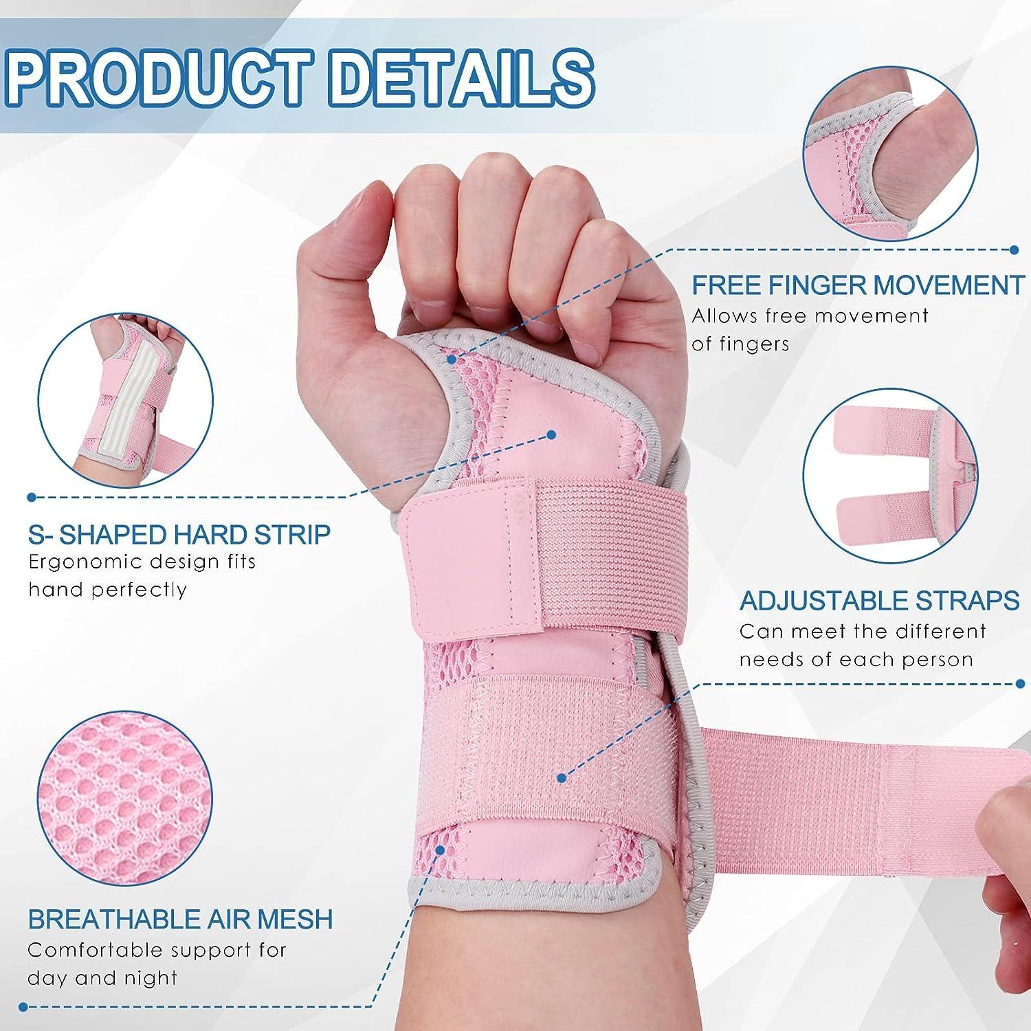 Wrist Brace for Carpal Tunnel Night Wrist Sleep Support Splint with  Compression Sleeve Adjustable Straps for Pain Relief Arthritis Tendonitis  Fitness (Right Hand-Pink S/M (Pack of 1)) Pink S/M-Right Hand (Pack of