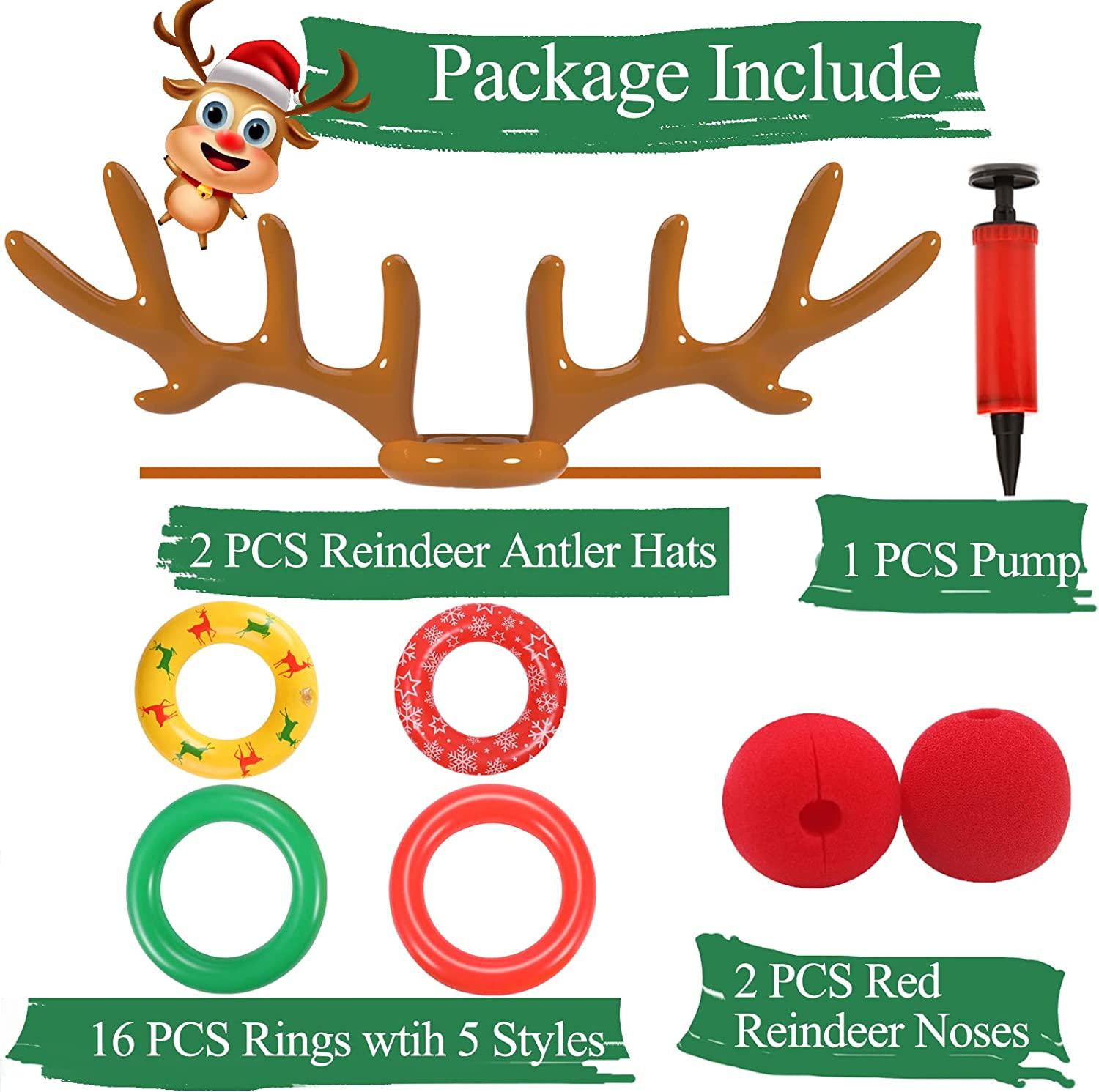 2022 New Version Inflatable Reindeer Antler Ring Toss Game 16 Rings
