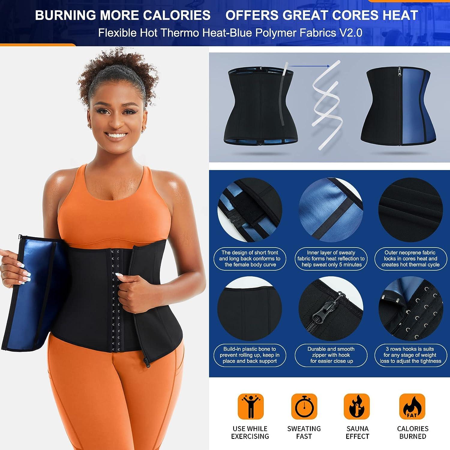 TrainingGirl Women Waist Trainer Trimmer Corset Weight Loss Tummy Wrap  Workout Belt Sweat Belly Band Sports Girdle Sauna Suit Black Medium