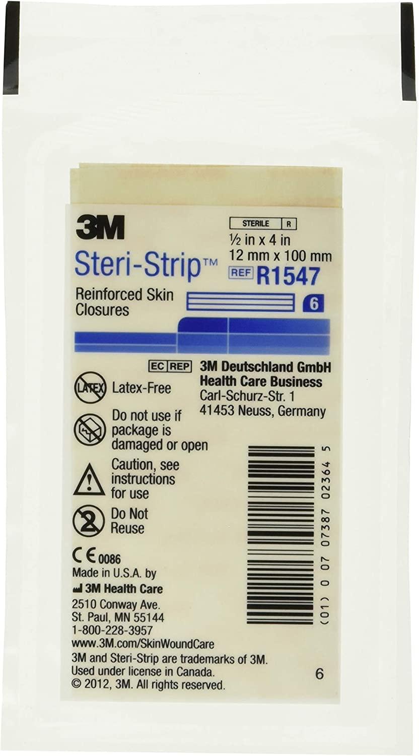 3M SteriStrip reinforced Skin Closures 1/2" x 4" 10 pack of 6