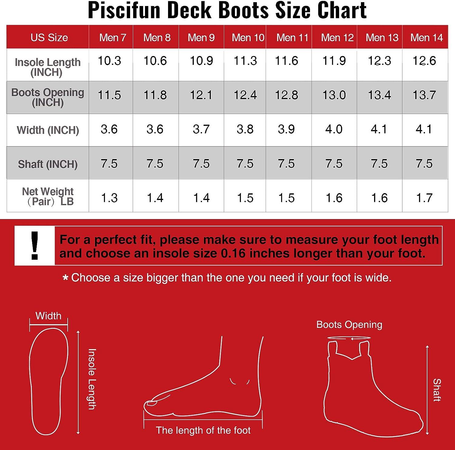 Piscifun Deck Boots for Men, Waterproof Fishing Rain Boots, Anti-Slip  Rubber Boots with Breathable Neoprene Lining Camo 10
