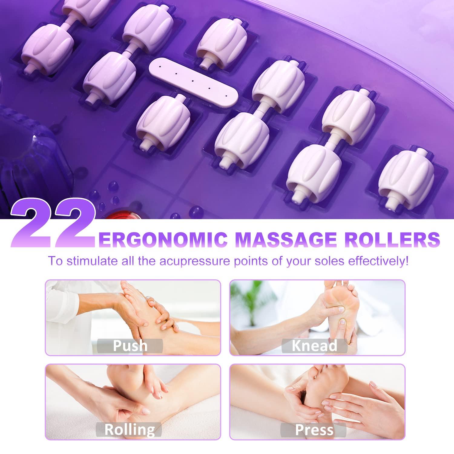 ECARBME Foot Spa Bath Massager with Heat, Bubbles, Vibration Massage, Jets,  Tea Tree Oil Soak, Epsom Salt - Pedicure Spa with Infrared Light, 22  Rollers, Adjustable Temp - Violet