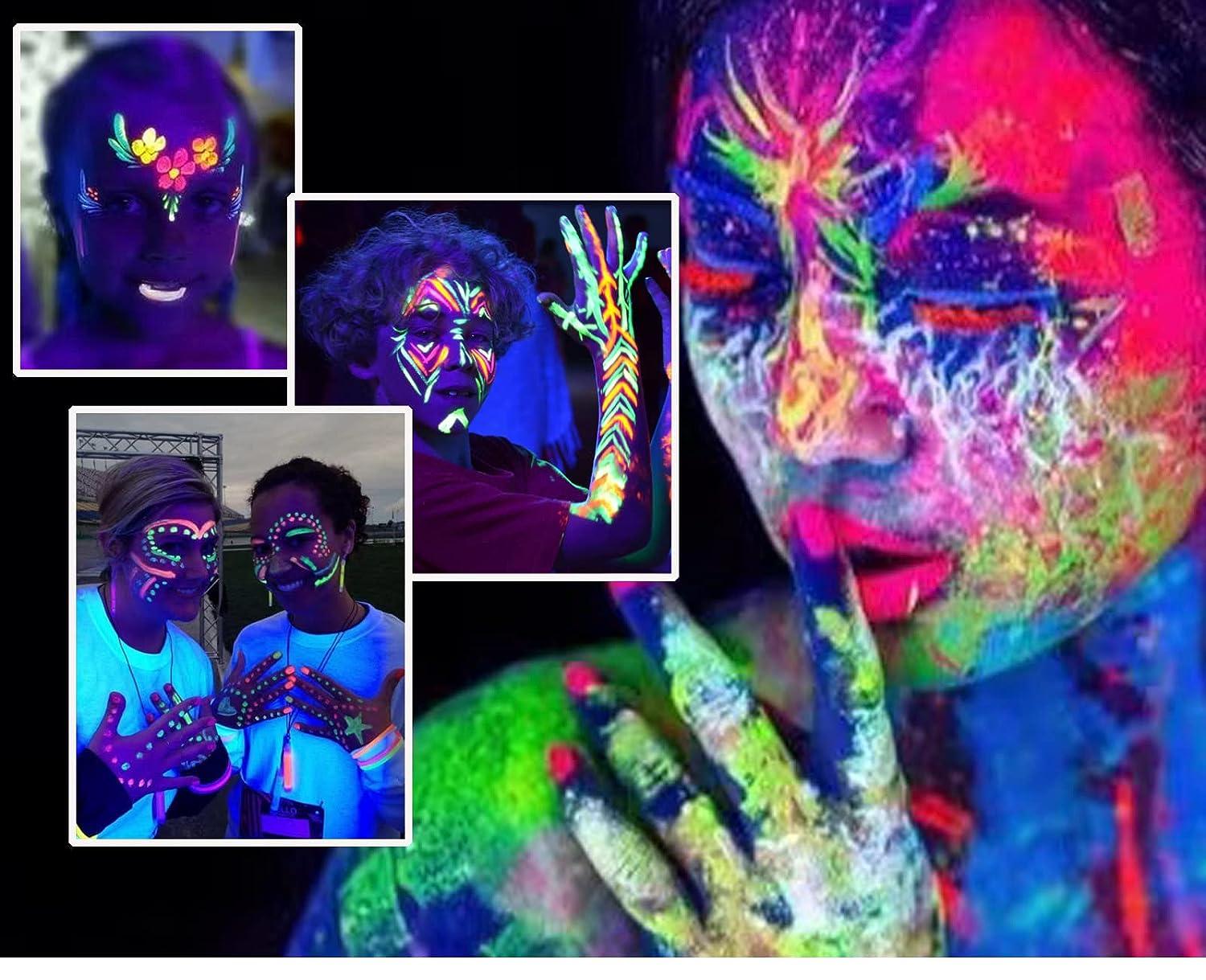 Glow in The Black Light UV Face Paint Crayon, Black Light Neon Face