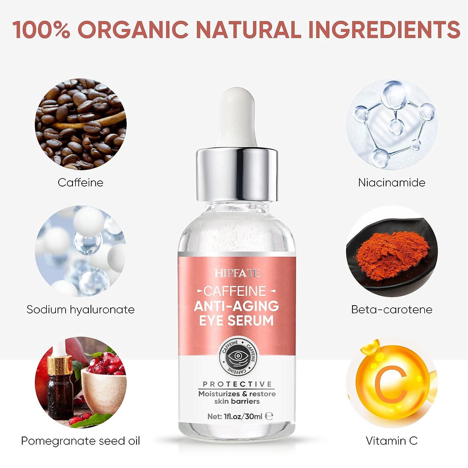 Eye Cream, Caffeine Eye Serum for Fades Dark Circles and Puffiness, Under Eye Cream with 5