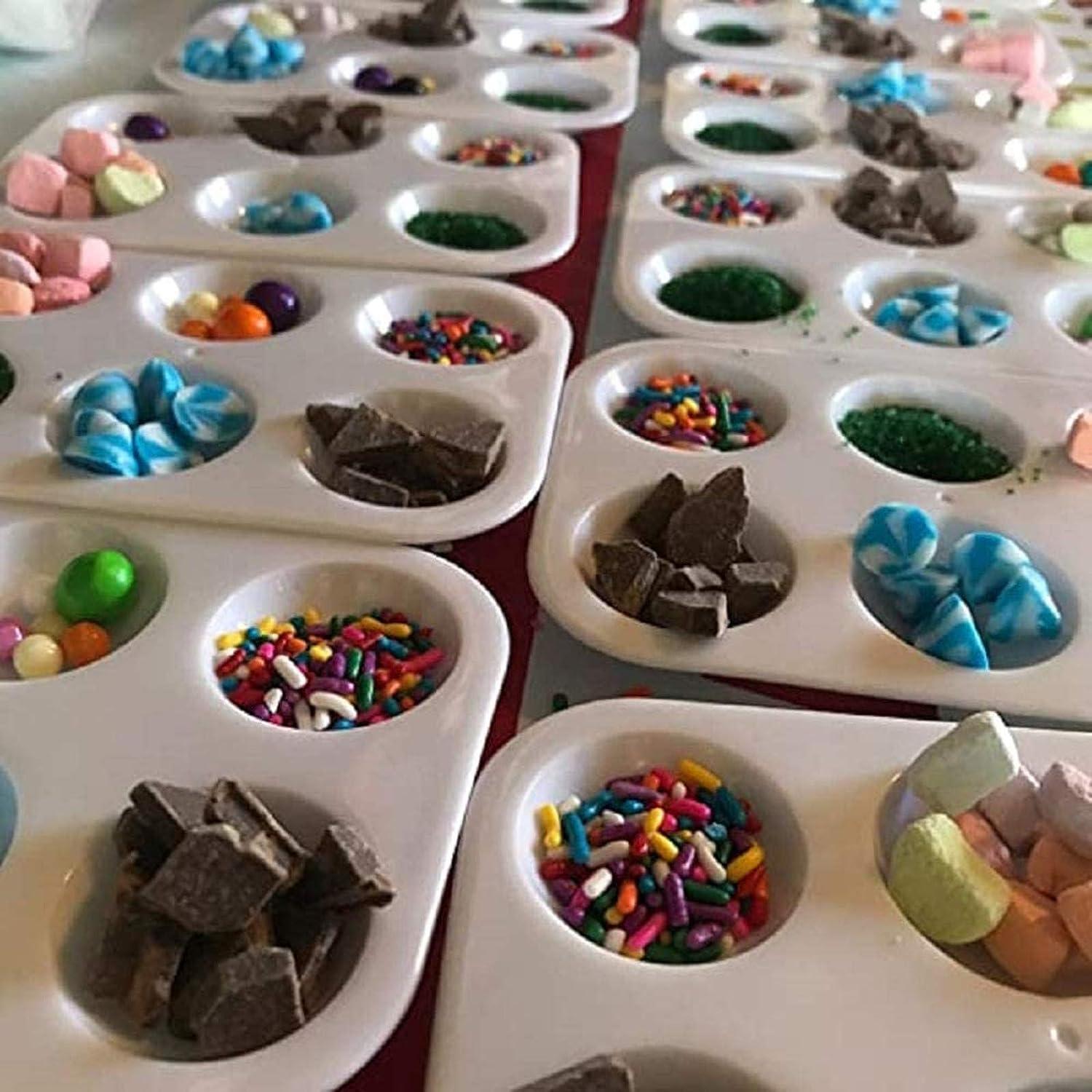 24 Pieces White Paint Plastic Palettes 6 Well Rectangular Watercolor