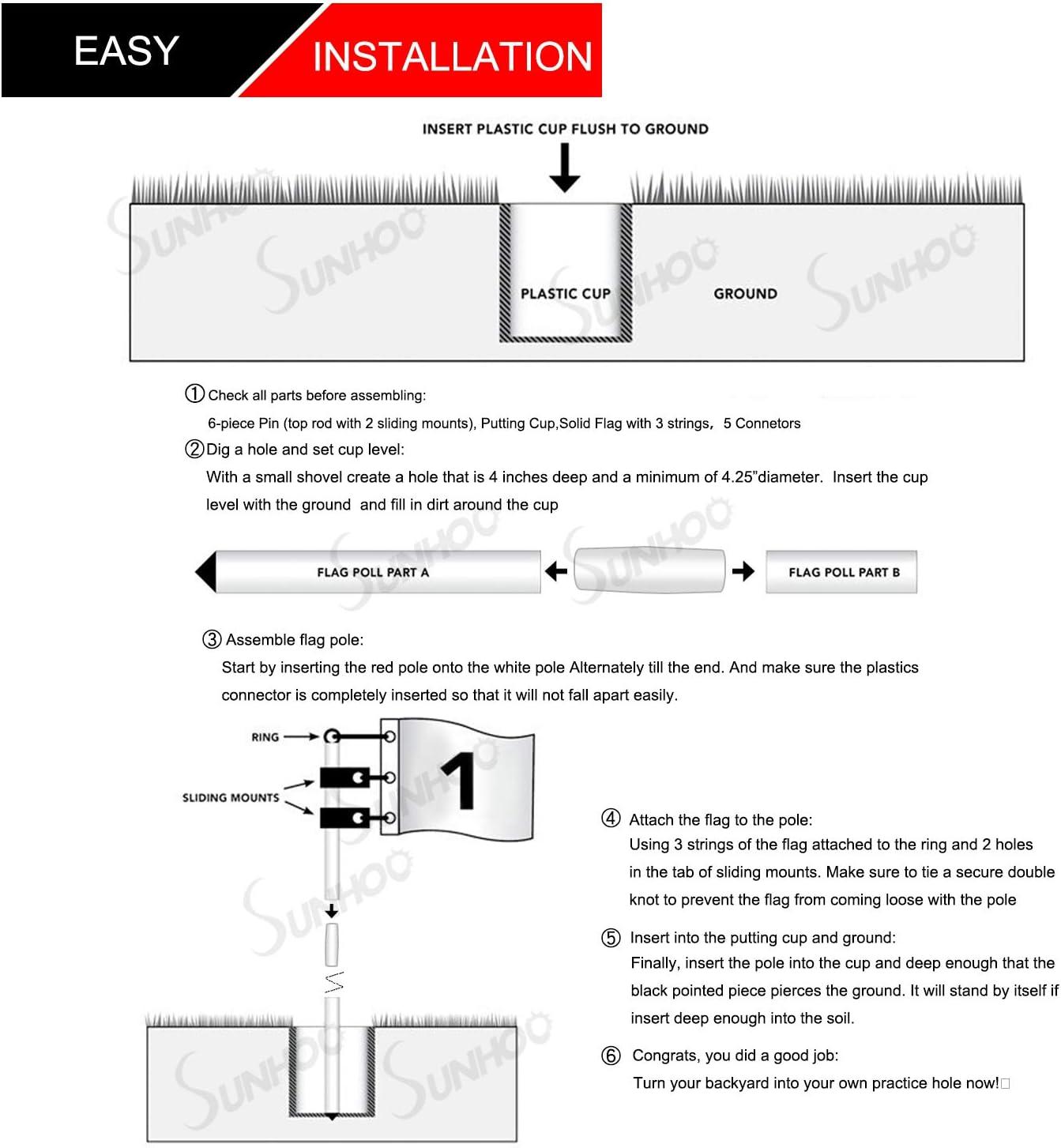 DURARANGE Putting Green Flags 7Foot Height, Portable Design for Golf