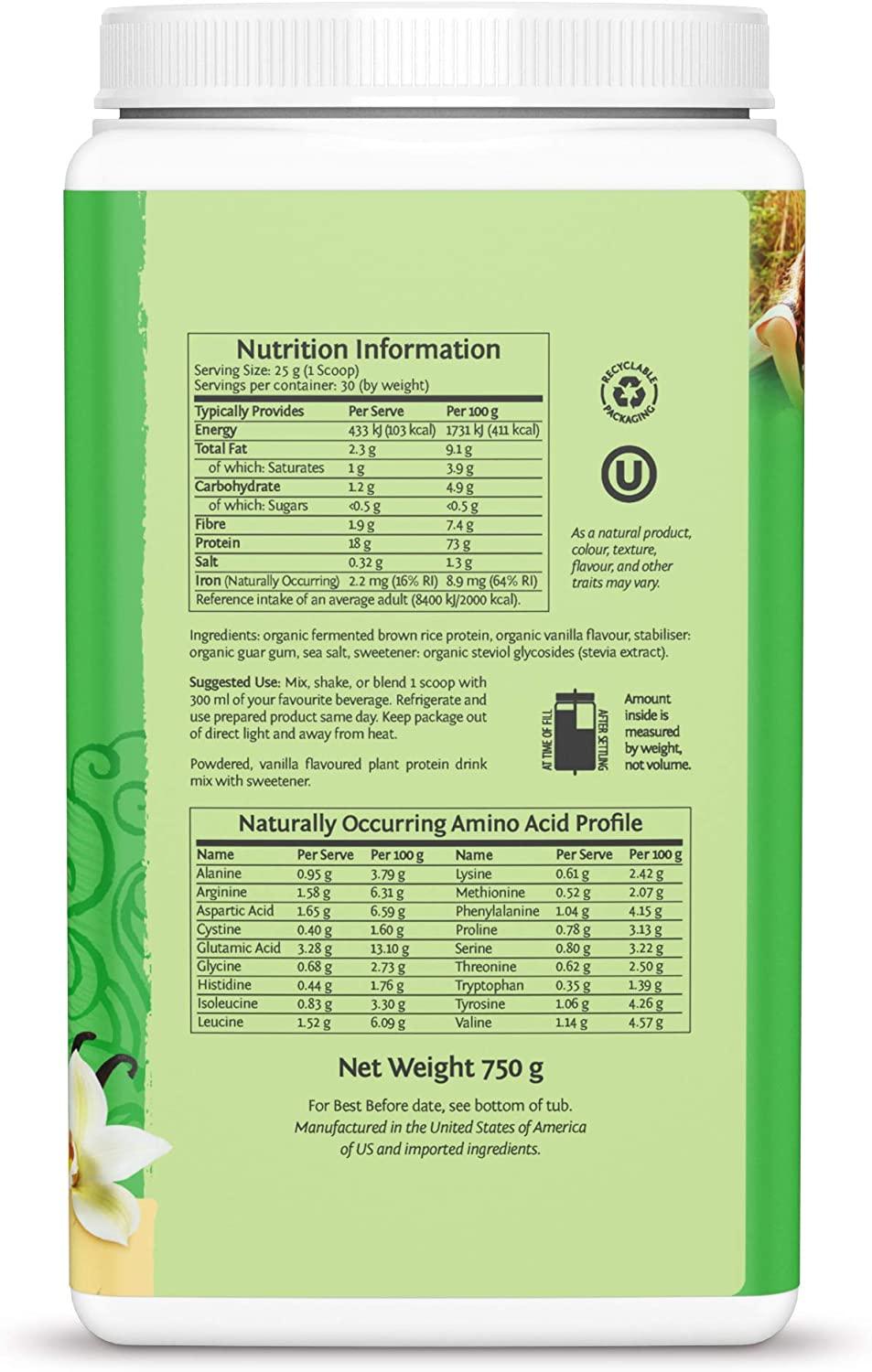 Sunwarrior Classic Vegan Sprouted Brown Rice Protein Powder (Vanilla