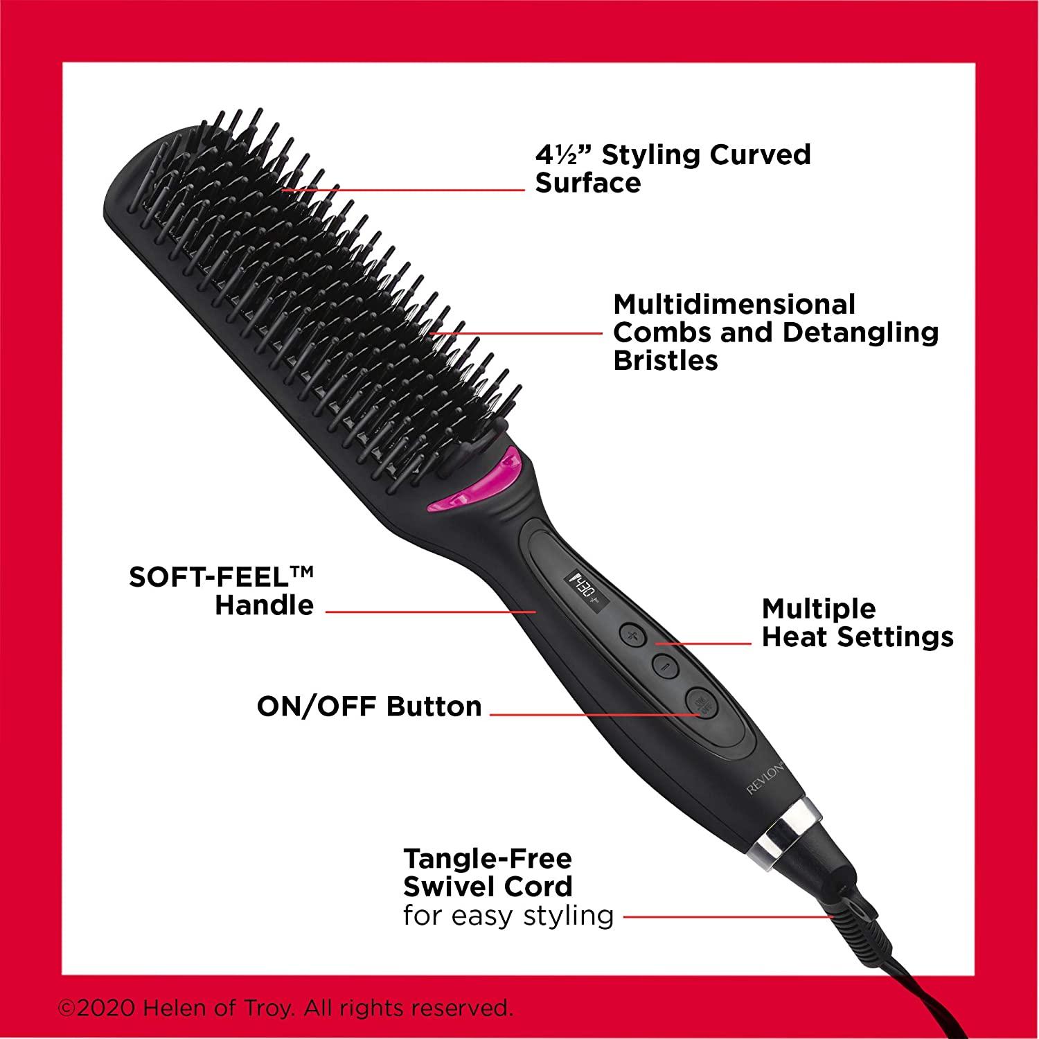 REVLON Hair Straightening Heated Styling Brush, 41/2 inch
