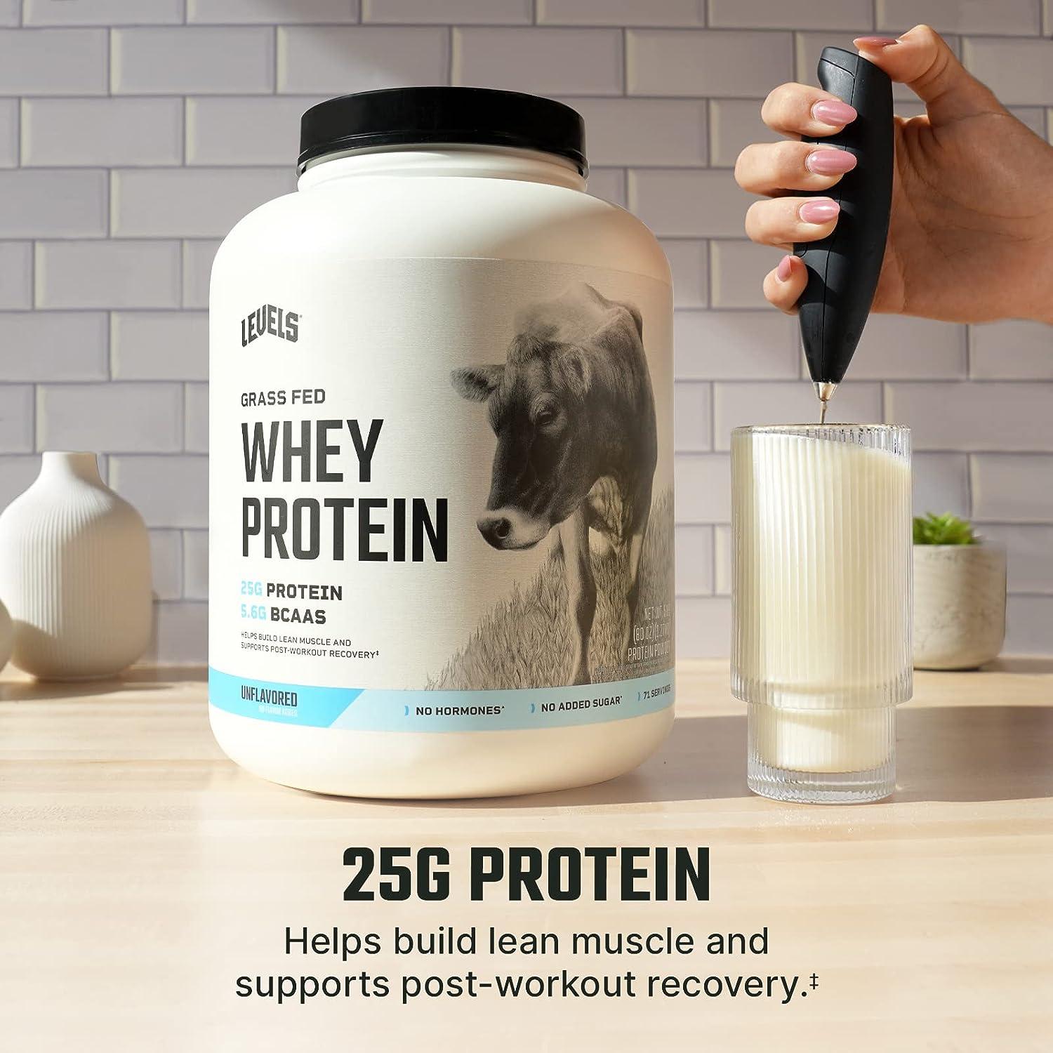 Levels Grass Fed 100 Whey Protein 5LB Unflavored, No Hormones, 5