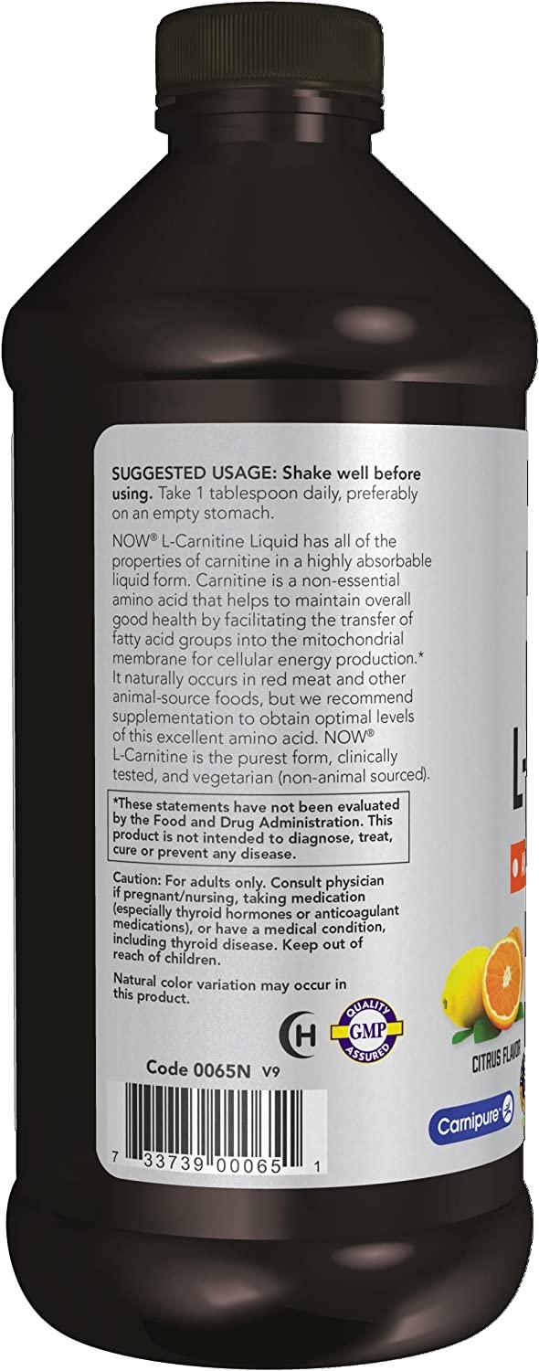 NOW Sports Nutrition L-Carnitine Liquid 1000mg Citrus | Highly Absorbable  16oz | Buy Now with Express International Delivery | GoSupps.com