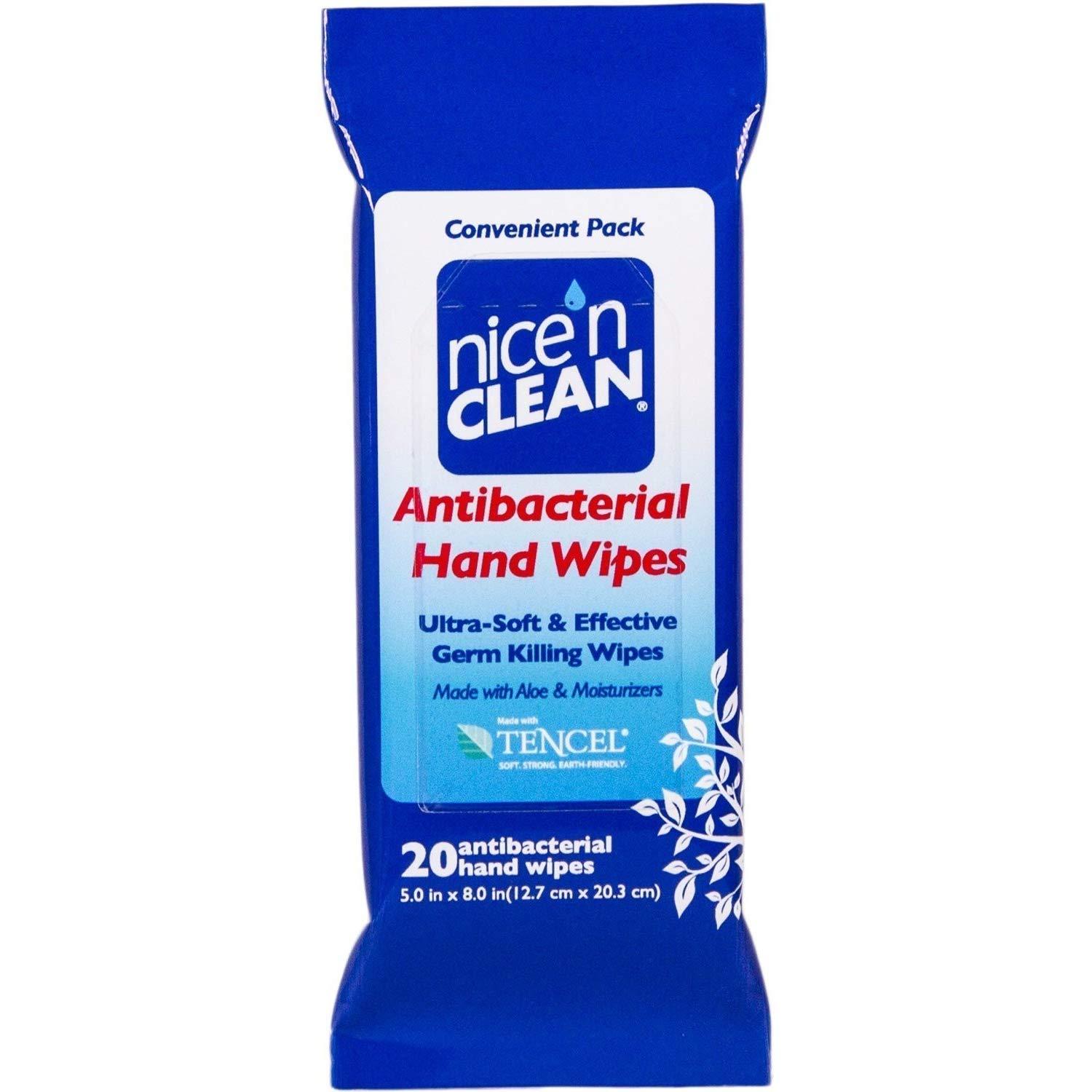 Nice 'n Clean Antibacterial Moist Wipes Travel Pack 20 ea (Pack of 10)