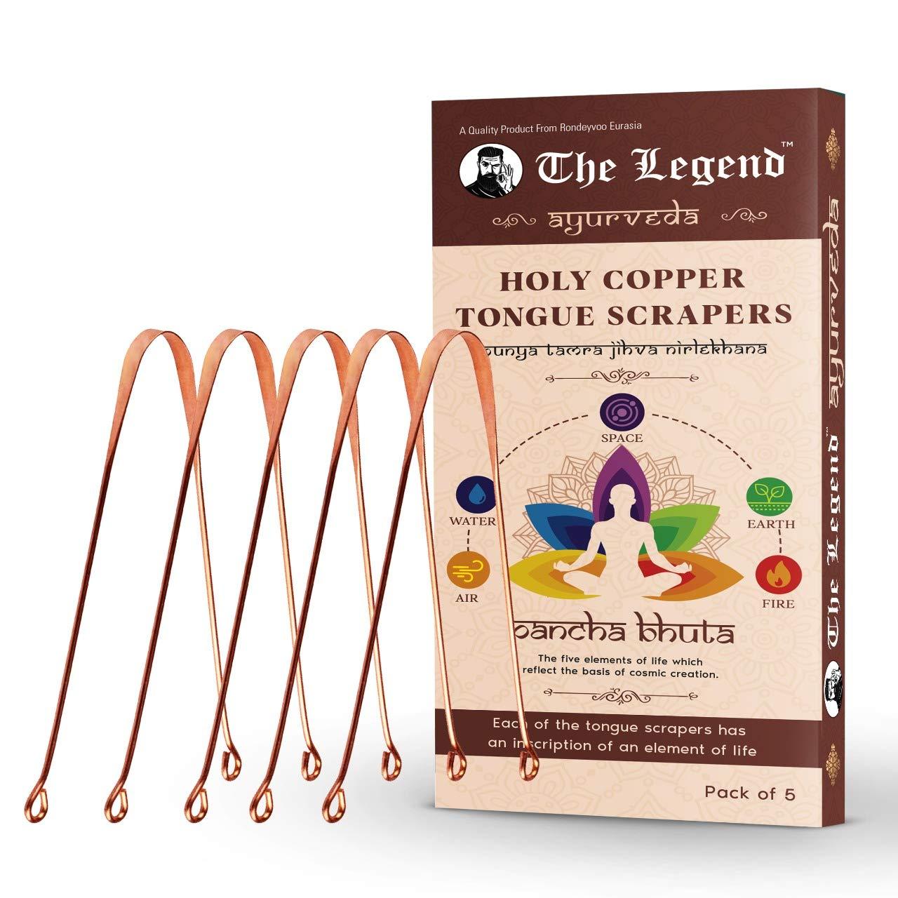 The Legend Pack of 5 Ayurveda Heavenly Copper Tongue Cleaner or Scraper