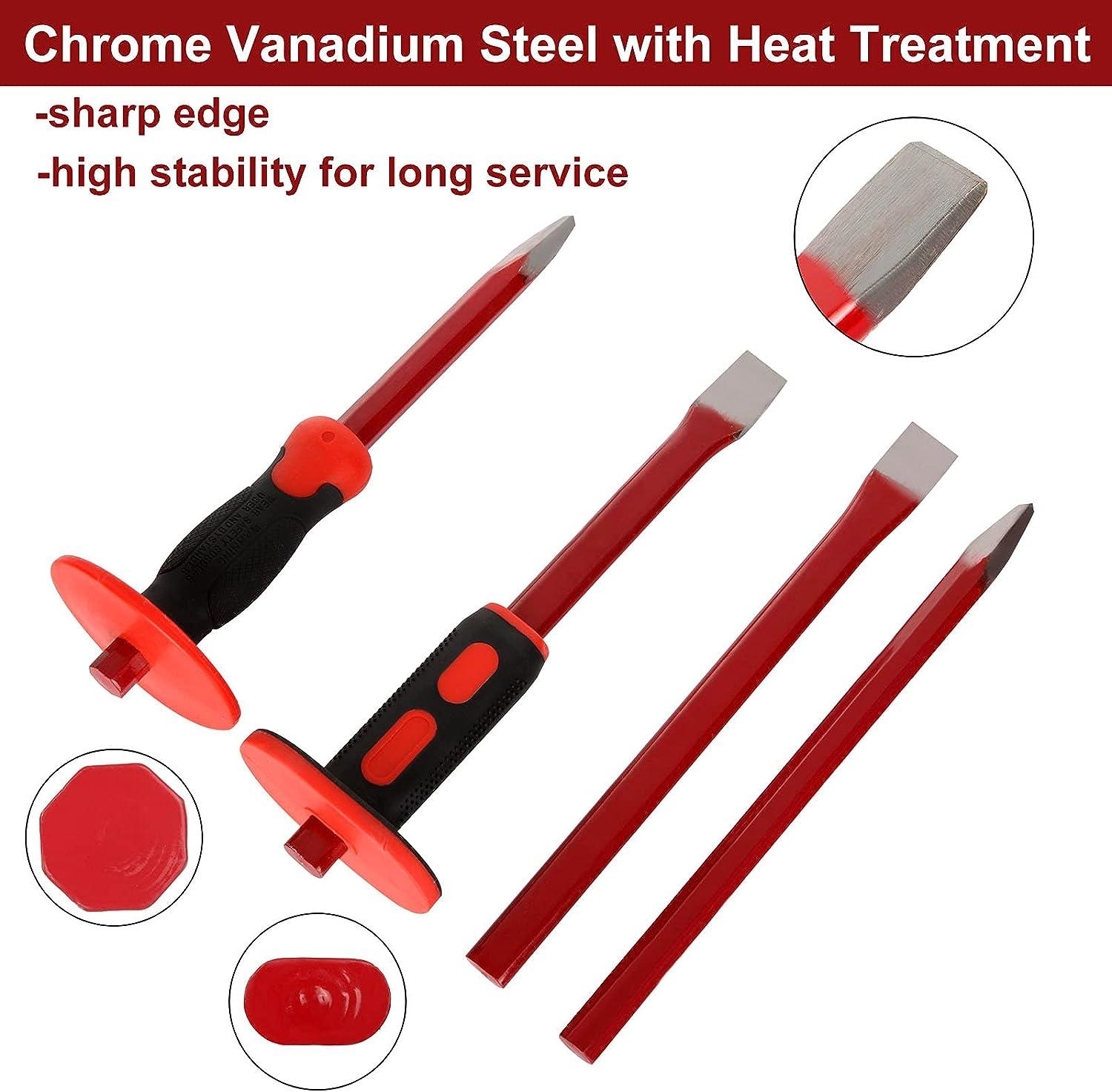 CYEAH 12 Inch Heavy Duty Masonry Chisel Set 4 PCS Chisels Set with Hand