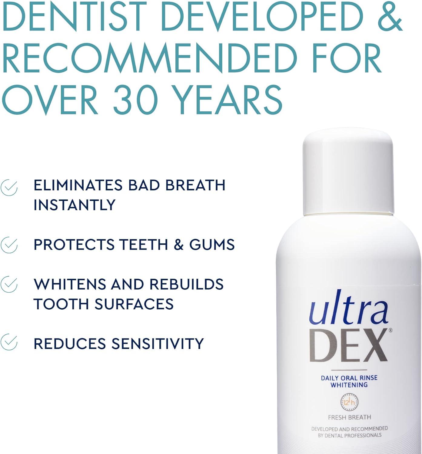 UltraDEX Daily Oral Rinse + Whitening 12hr Bad Breath Treatment