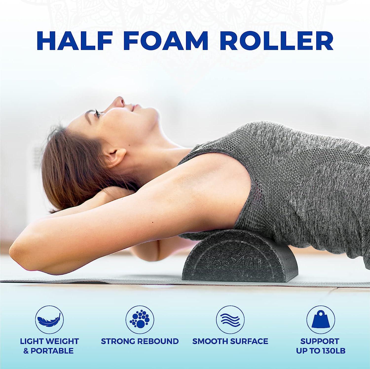 Yes4All High Density Half Round Foam Roller 12 inch Back & Leg Pain