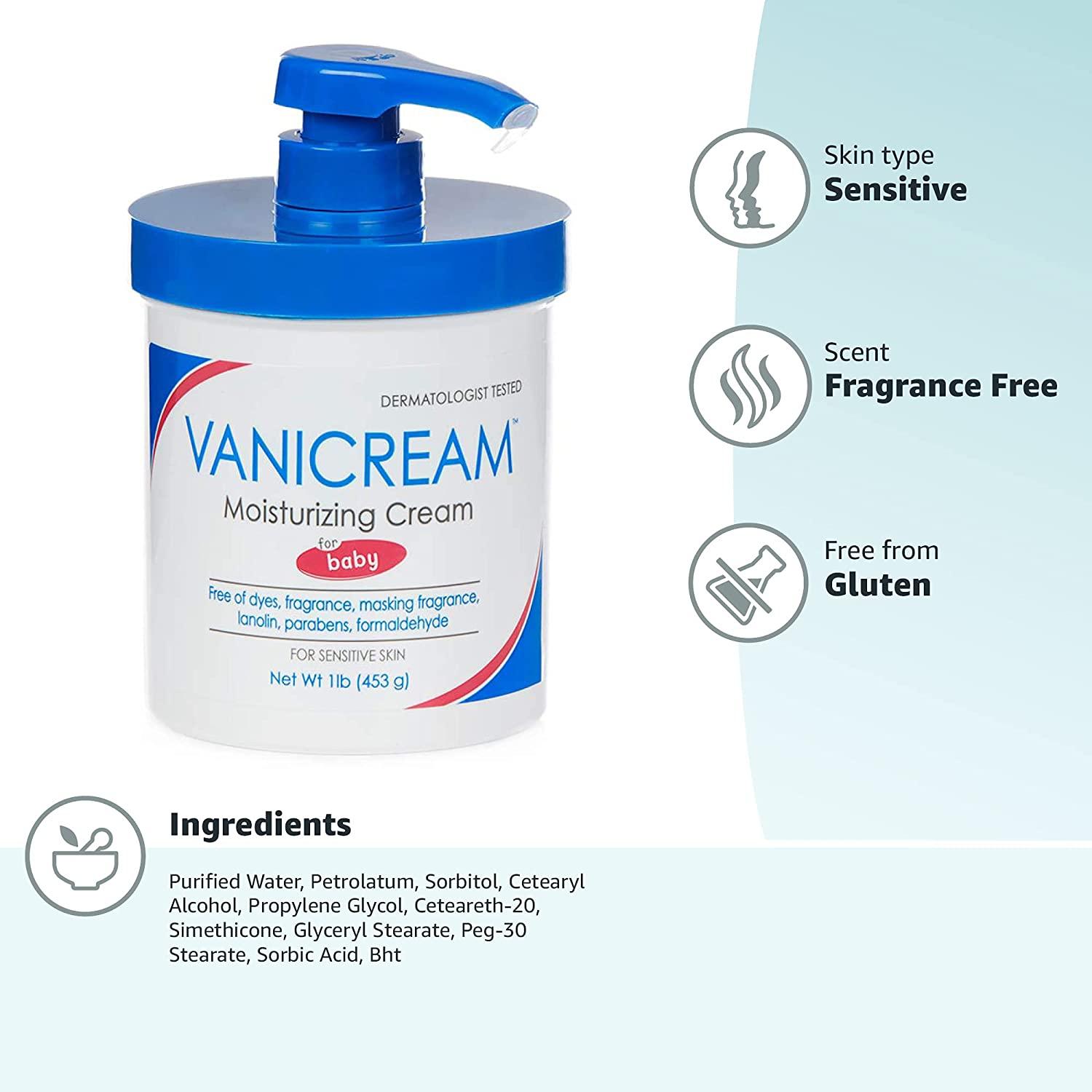 Vanicream Gluten Free Fragrance Free Baby Moisturizing Cream 16 oz Pump Packaging may vary