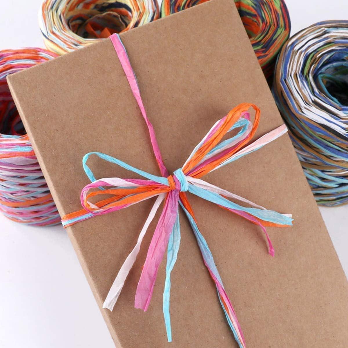 2 Rolls Colored Paper String Raffia Ribbon 160Meters/524 Feet Ribbons with  6 Colors Paper Perfect for Gift Box Wrapping DIY Art Decoration Party Decor  and Craft Projects