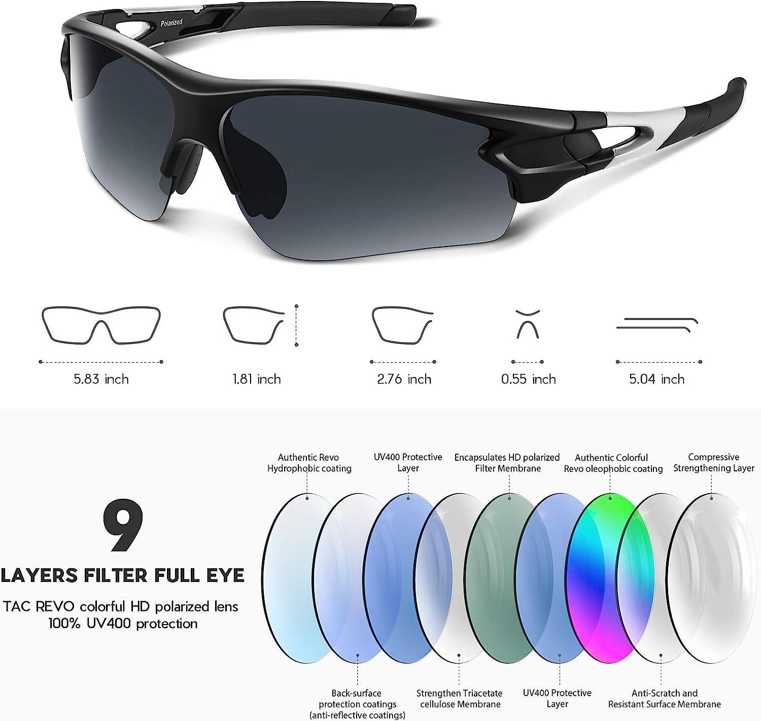 Bea CooL Polarized Sports Sunglasses for Men Women Youth Baseball Fishing  Cycling Running Golf Motorcycle Tac Glasses UV400 Matte Black