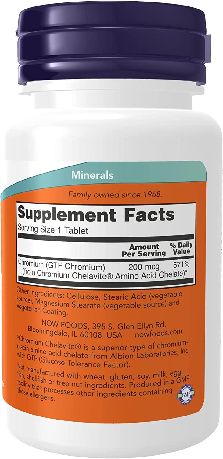 NOW Supplements, GTF (Glucose Tolerance Factor) Chromium 200 mcg ...