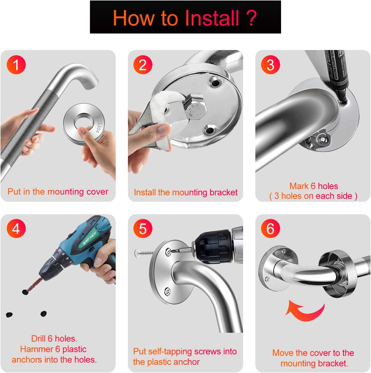 Secure Mount Anchors Handicap Grab Bars MOEN Home Care 24 X