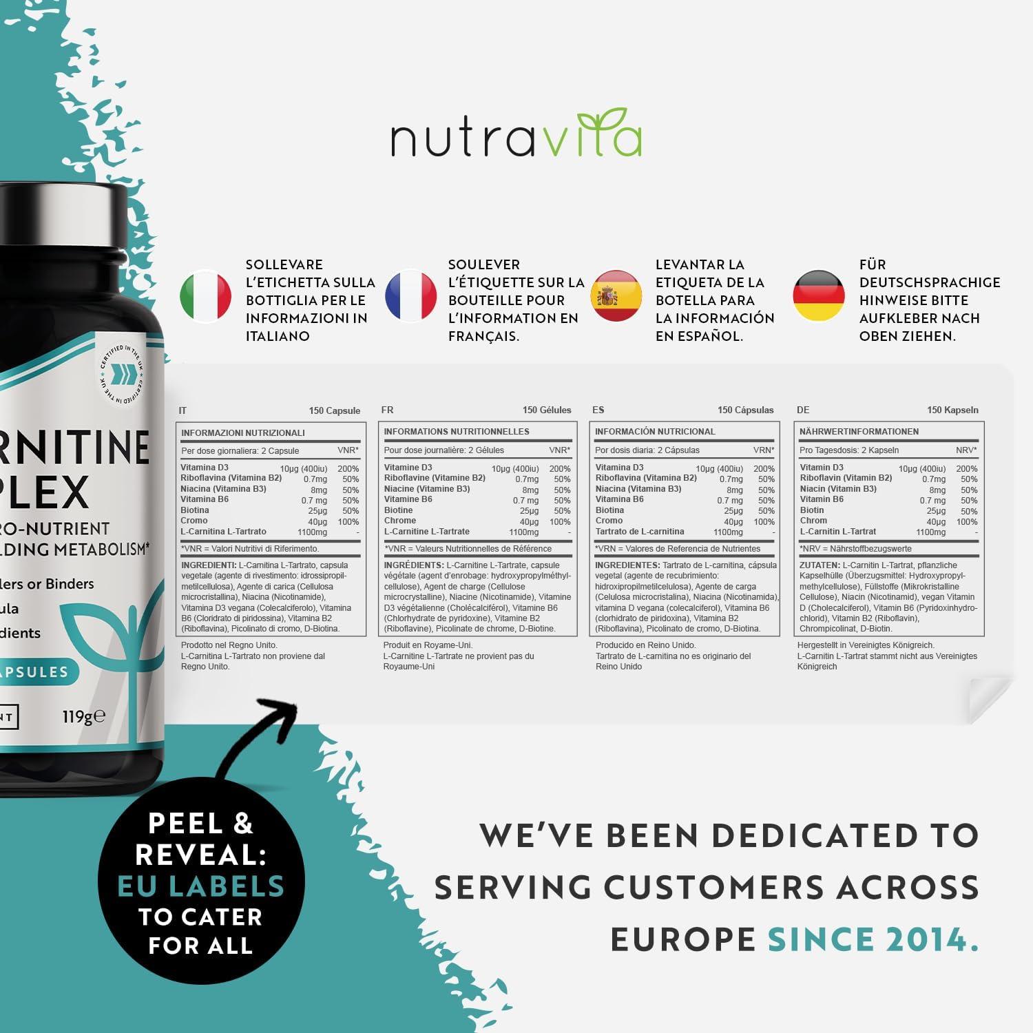 L-Carnitine Complex Capsules with Riboflavin, Biotin, Chromium, Vitamin D, B3 & B6 - 150 Vegan Capsules - Nutravita UK | Buy Now with Express International Delivery | GoSupps.com L-Carnitine Complex Capsules with Riboflavin, Biotin, Chromium, Vitamin D, B3 & B6 - 150 Vegan Capsules - Nutravita UK | Buy Now with Express International Delivery | GoSupps.com