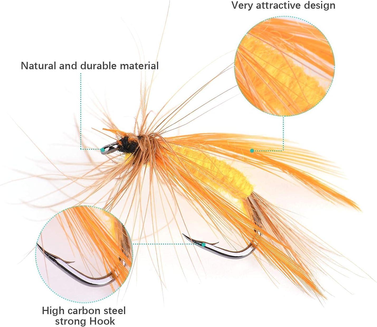 Fly Fishing Flies Kit with Box, Dry Wet Flies, Nymphs, Streamers for