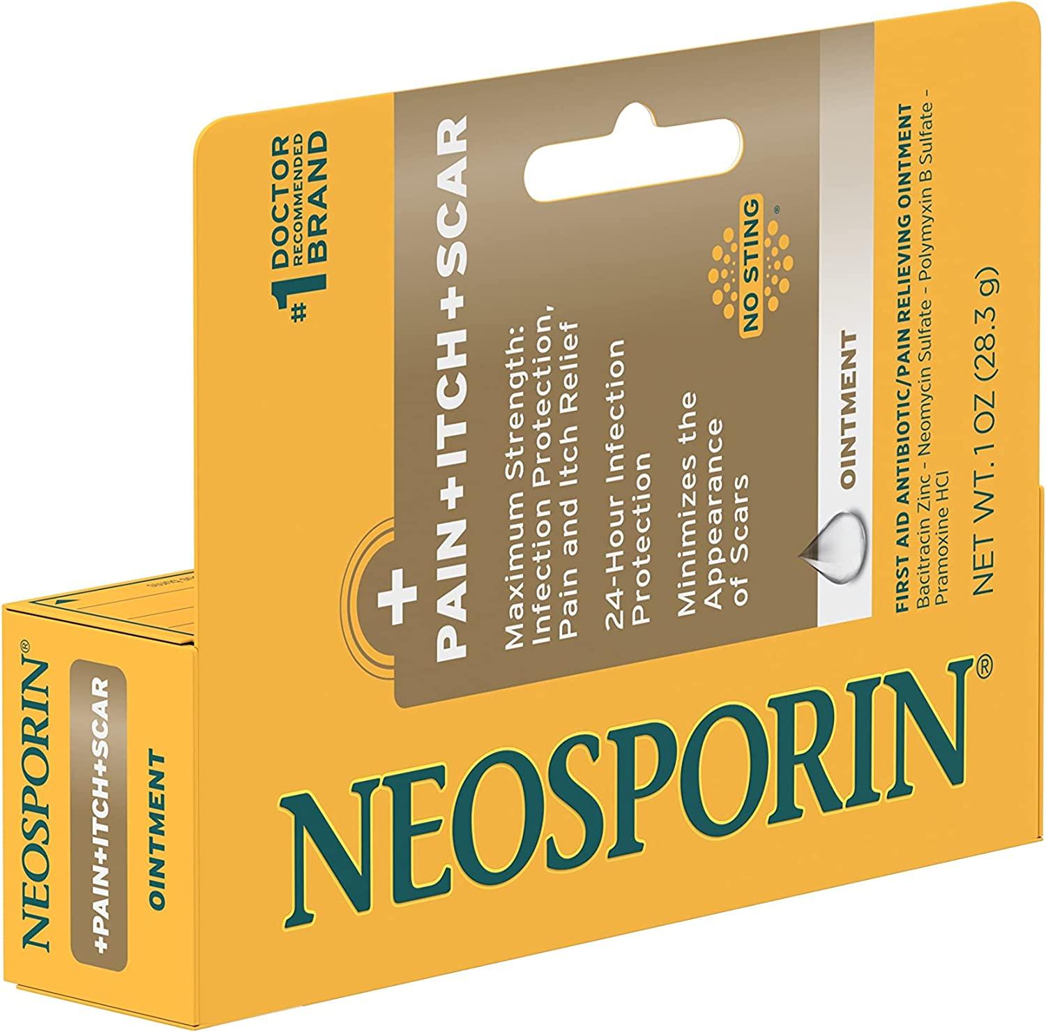 Neosporin Pain Itch Scar Ointment 1 oz Antibacterial First Aid Treatment
