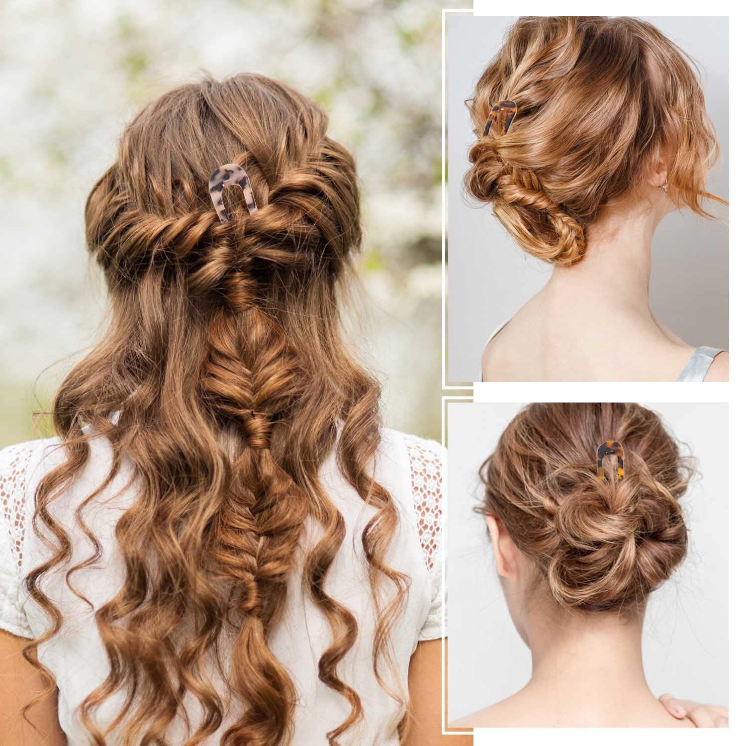 Benefree French Hair Pins Tortoise Shell U Shape Hair Forks Clips