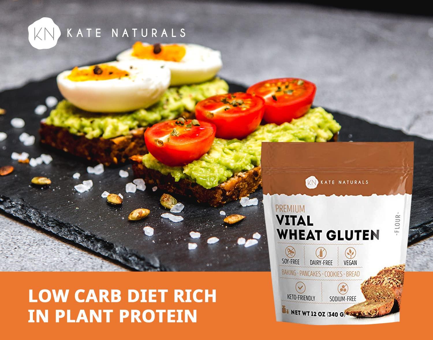 Kate Naturals Vital Wheat Gluten 12oz High Protein Flour for Bread