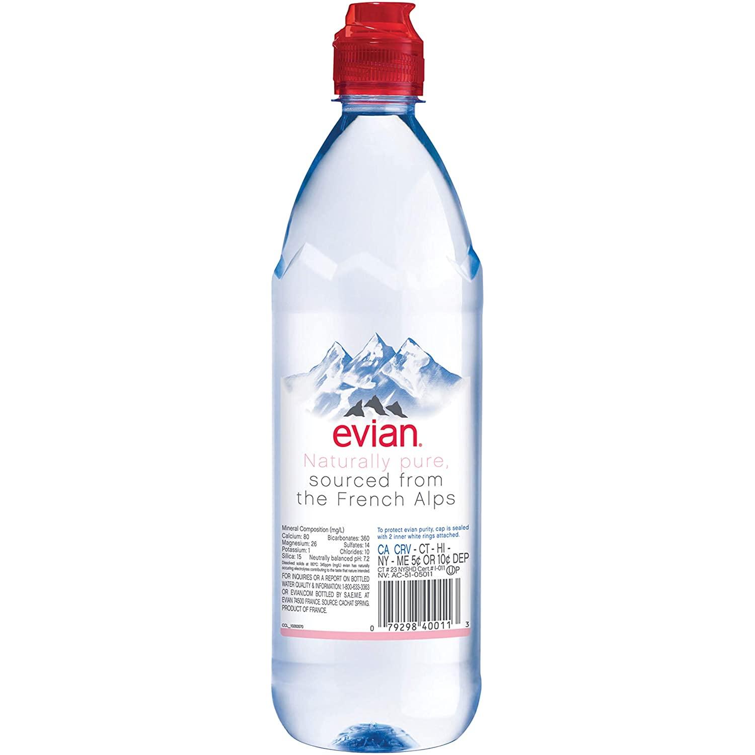 evian Natural Spring Water Individual 750 mL/25.4 Fl Oz (Pack of 12