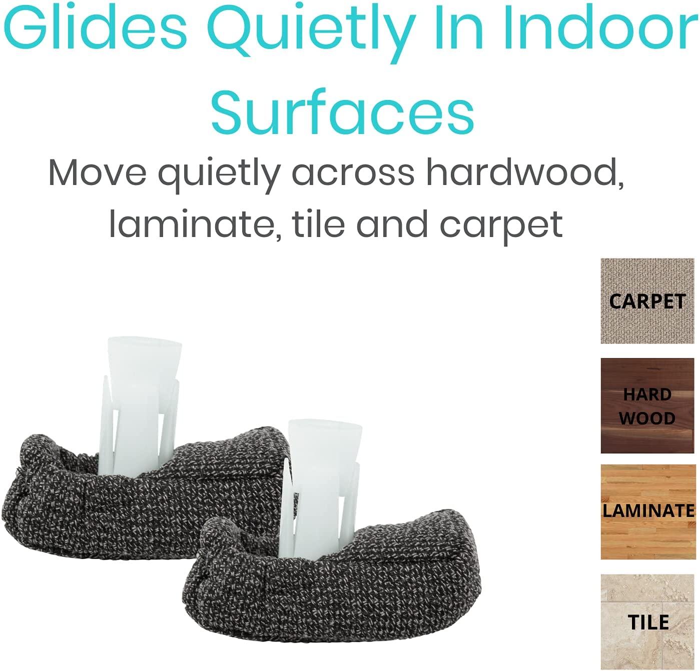 Vive Walker Ski Glide Covers 4 PCS Heavy Duty Removable Padded Caps