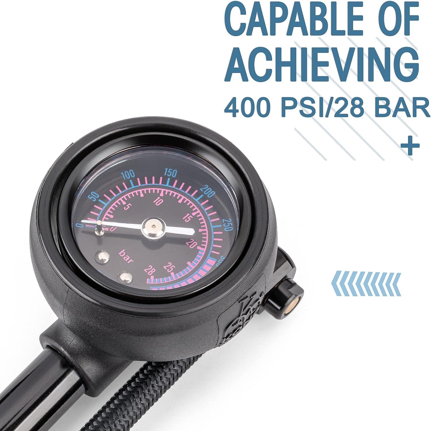 High Pressure Shock Pump 400 PSI for Front Fork and Rear Bicycle SuspensionShock Pump with No