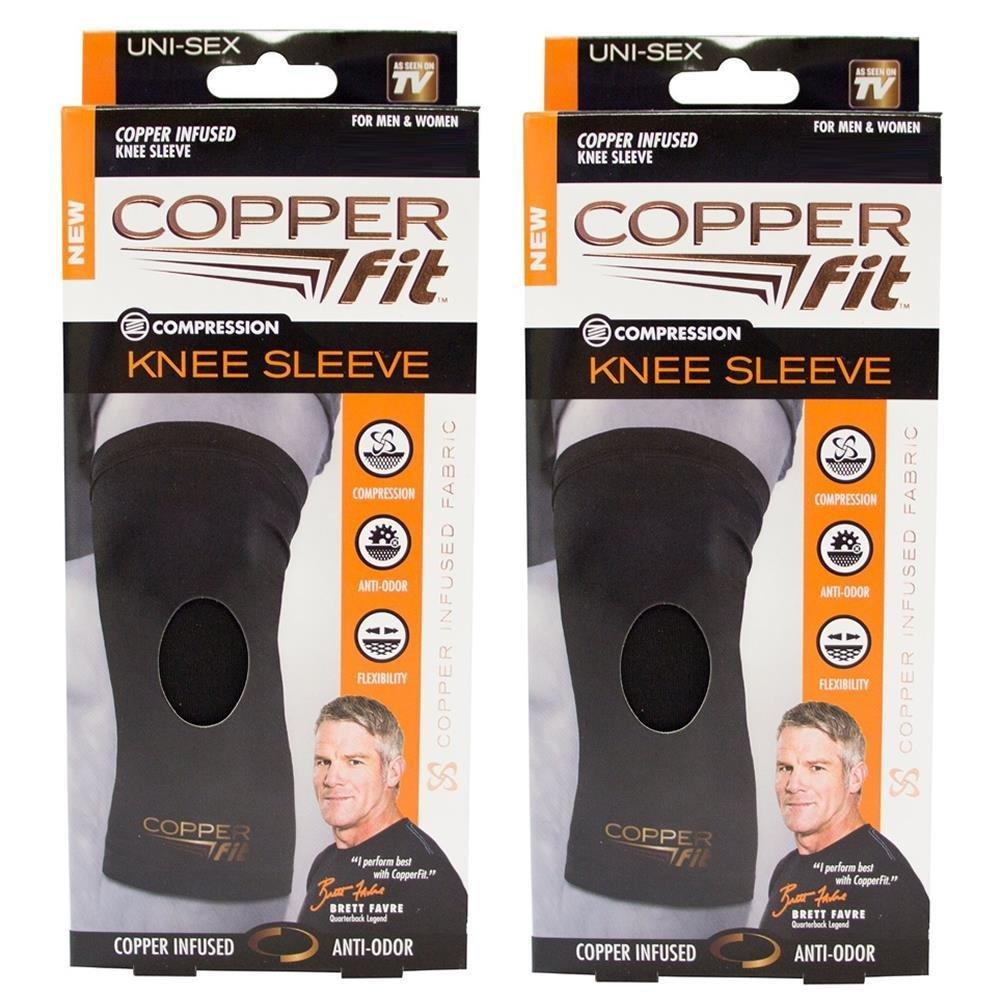 New Copper Fit Knee Sleeve Men & Women for Compression Flexibility  Anti-Odor-Size XL- 16-18 - Total 2 Knee Sleeves