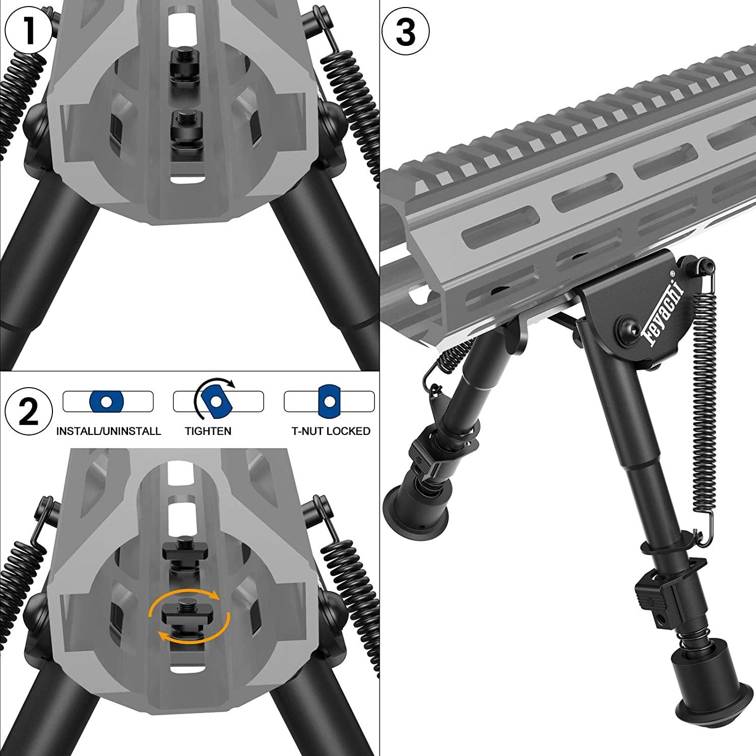 Feyachi Tactisch Geweer Bipod, 6-9 Inch Verstelbare Swivel Bipod voor Jacht en Schieten