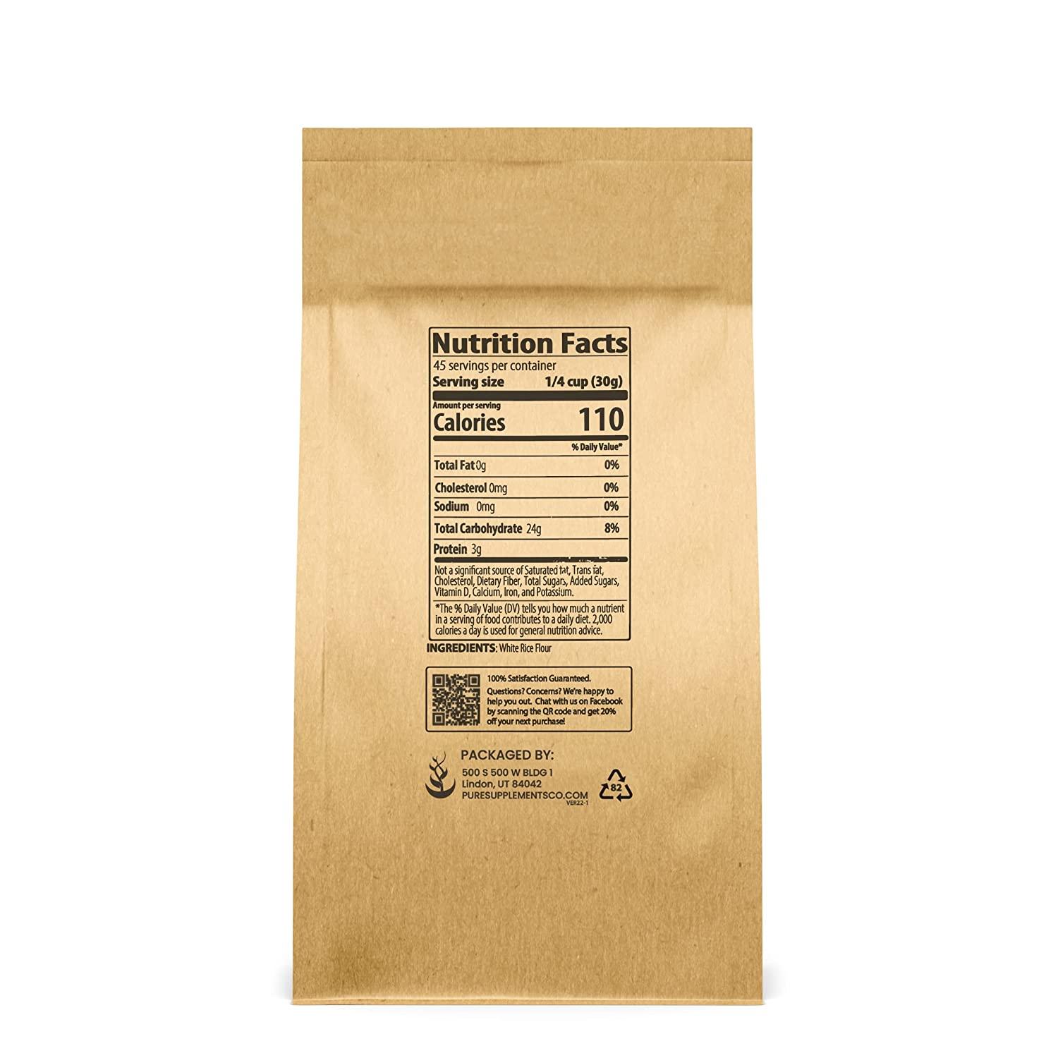 Pure Original Ingredients White Rice Flour (3 lb) Unbleached