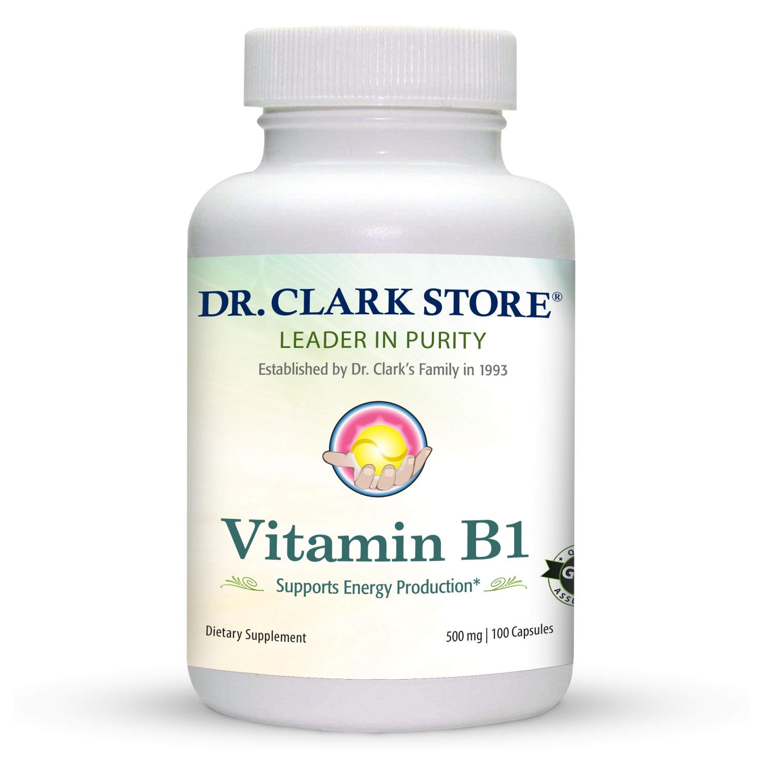 Dr. Clark Vitamin B1 500mg Supplement 100 Capsules High Potency