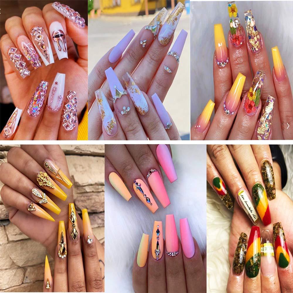 Long Colorful Nail|24pcs Star Rhinestone Press-on Nails - Long Ballerina  Acrylic Fake Nails Set