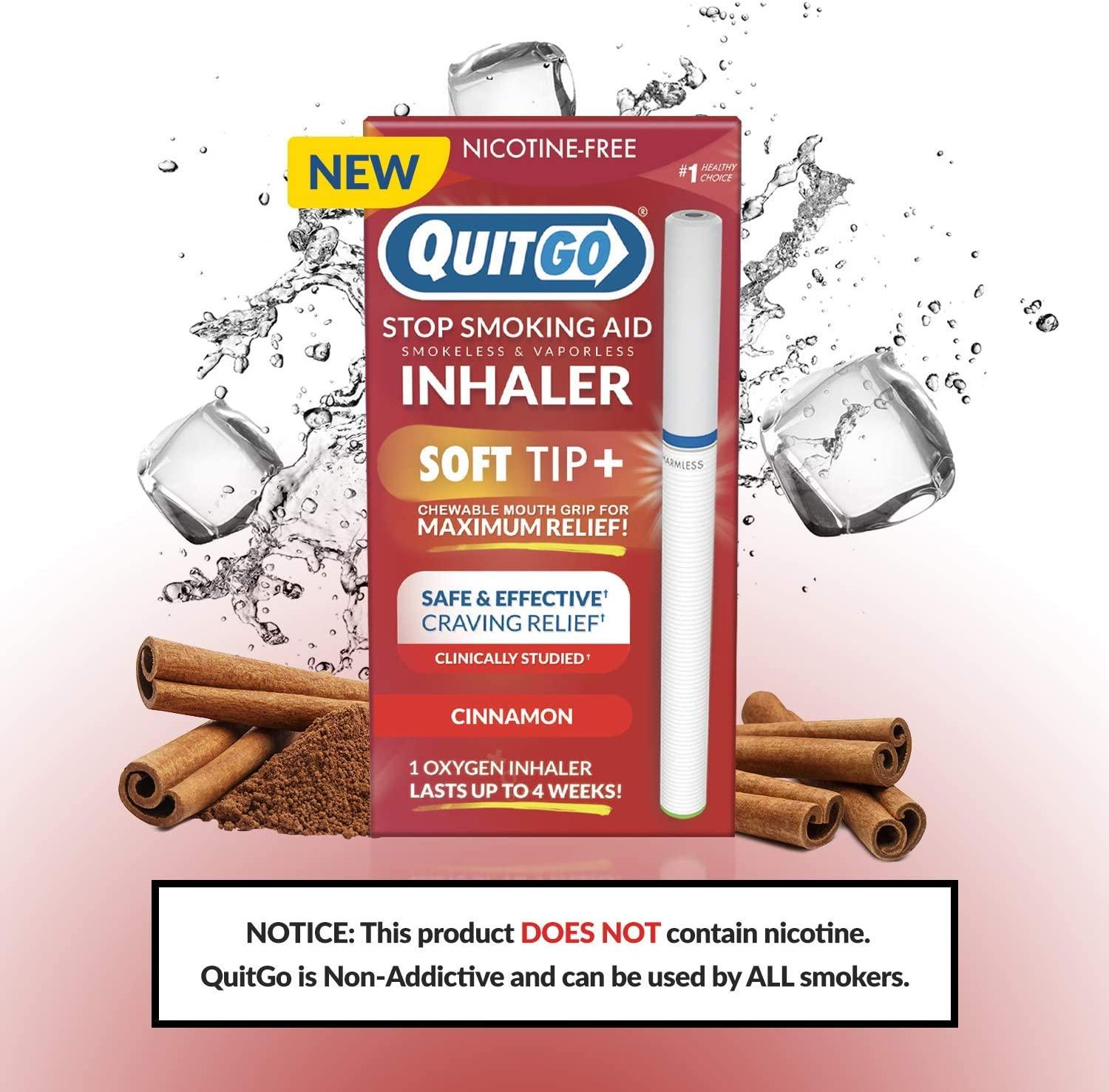 Quit Smoking Aid Oxygen Inhaler + Soft Tip Chewable Filter to Help Curb  Cravings, Nicotine Free Non-Addictive Stop Smoking Support & Oral Fixation  Relief (1 Pack, Cinnamon)