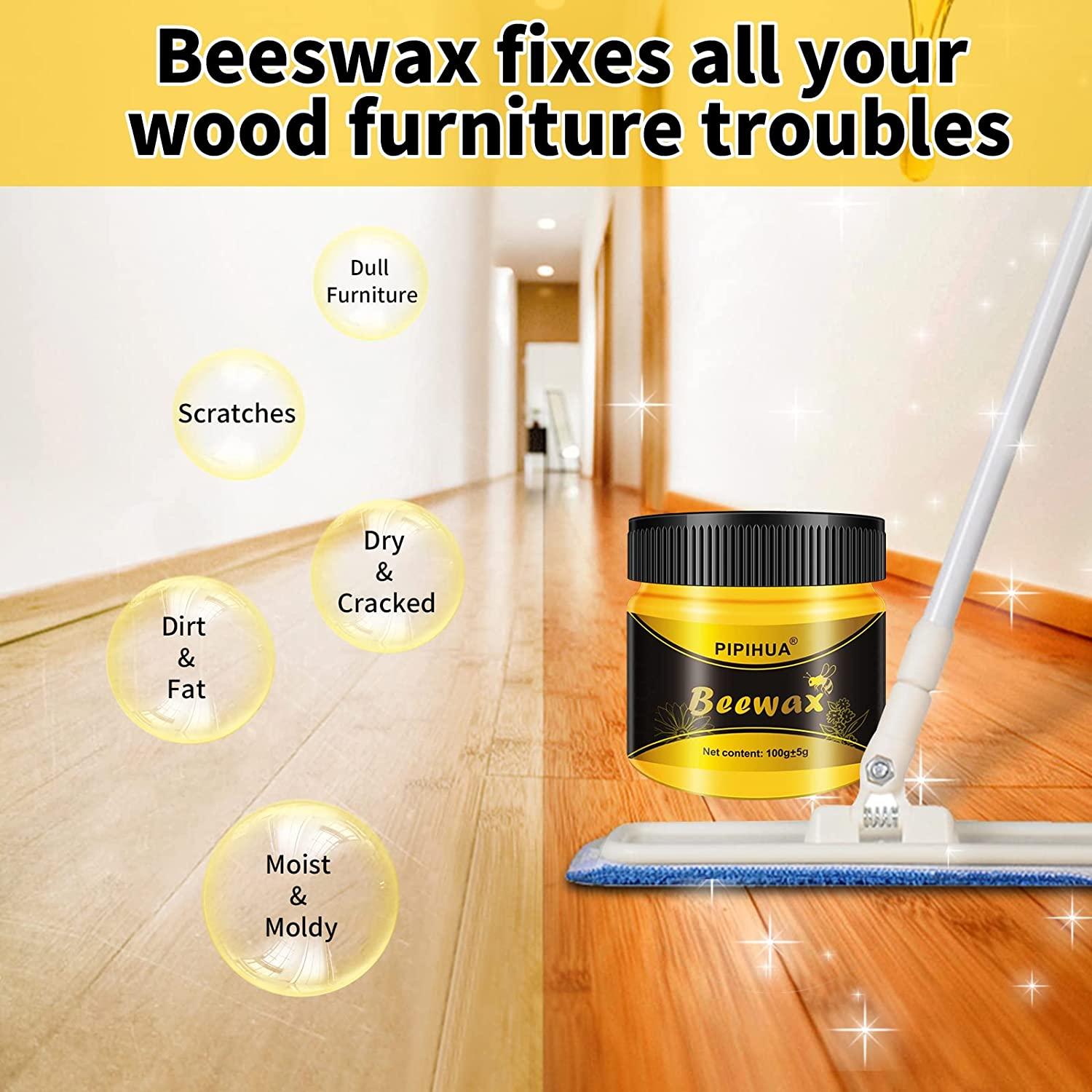 PIPIHUA Beeswax Furniture Polish, Wood Seasoning Beeswax for Furniture  Waterproof & Repair Wood Wax for Floors Cabinets to Protect & Care, 2pcs  Beeswax Polish with 4pcs Sponges